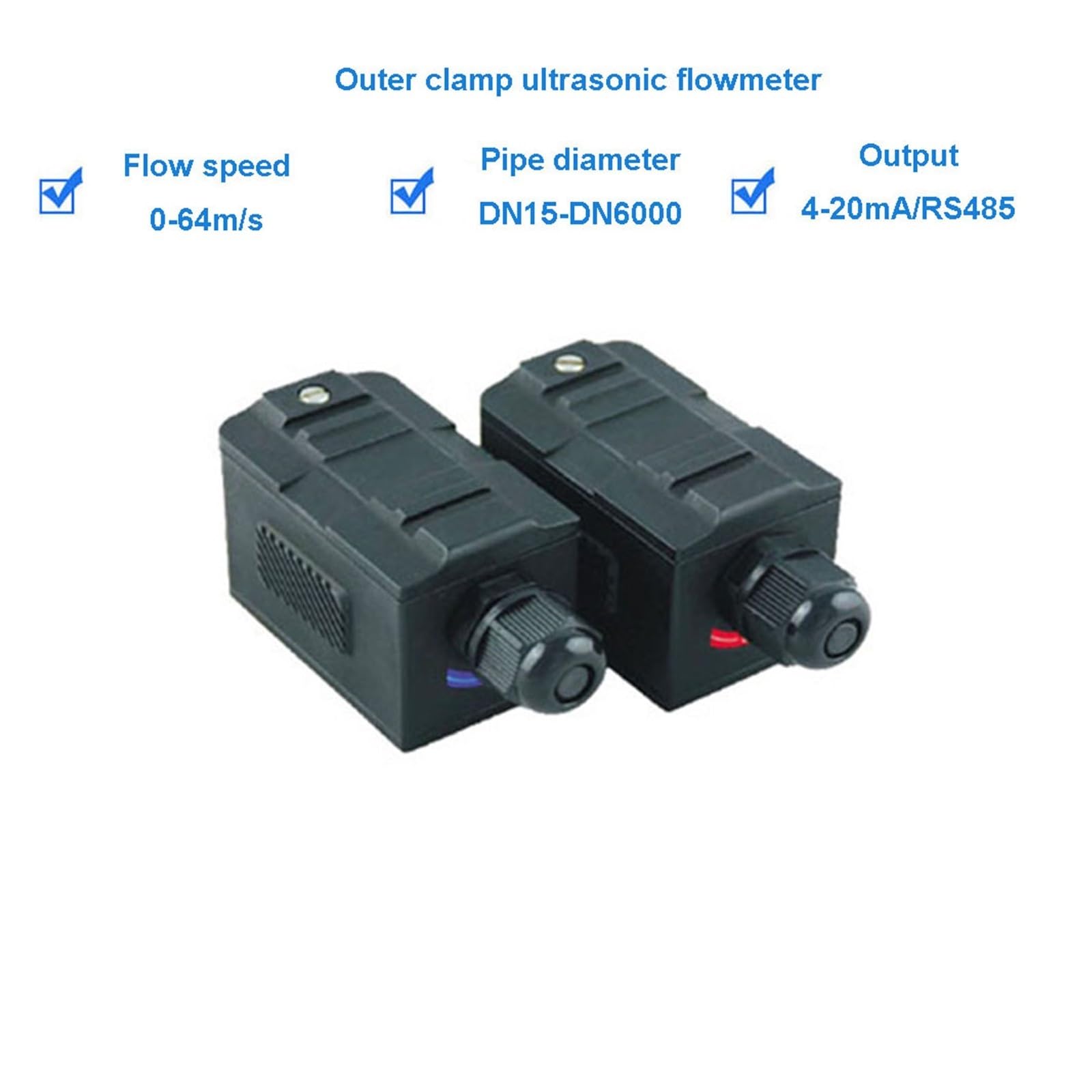 Medidor de flujo de agua, Medidor de flujo ultrasónico alta temperatura, medidor velocidad líquido segmento tubería enchufable con clip externo portátil(HT Probe DN300-6000)