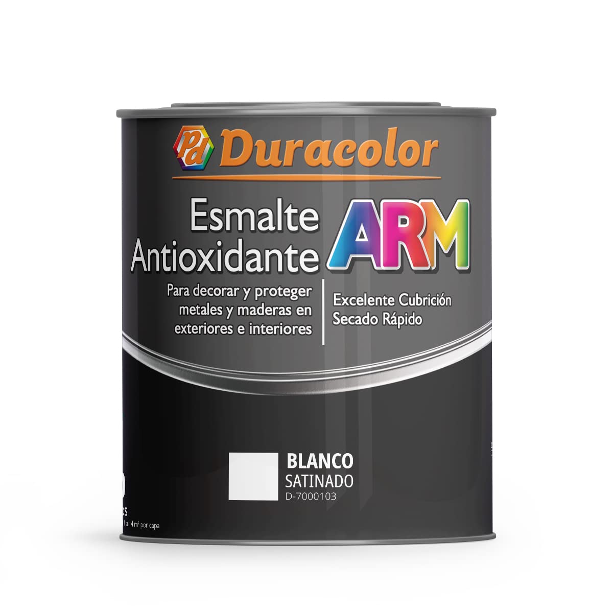 Esmalte Antioxidante ARM - Color Blanco Satinado - 4 Litros - Superficie Exterior e Interior - Acabado Brillante y de Rápido Secado - Excelente Dureza y Resistencia - Duracolor