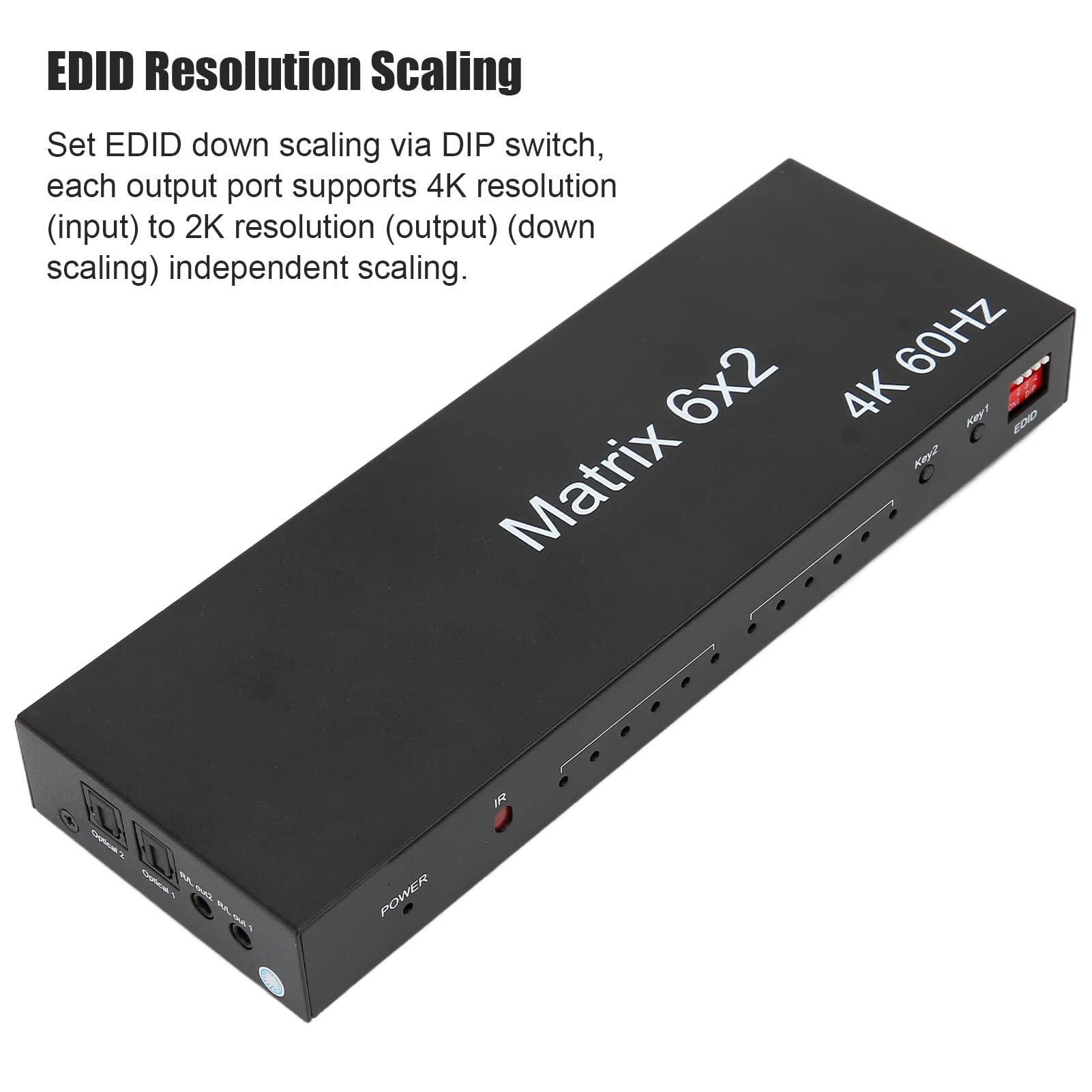 Annadue a Matrice HDMI 6x2,4K HDMI Switcher Splitter 6 in 2 out Box, Supporta Fino a 4K a 60 Hz, EDID, 3D, HDCP 2,2, 3,5 Mm + Uscita Ottica, Telecomando(EU)