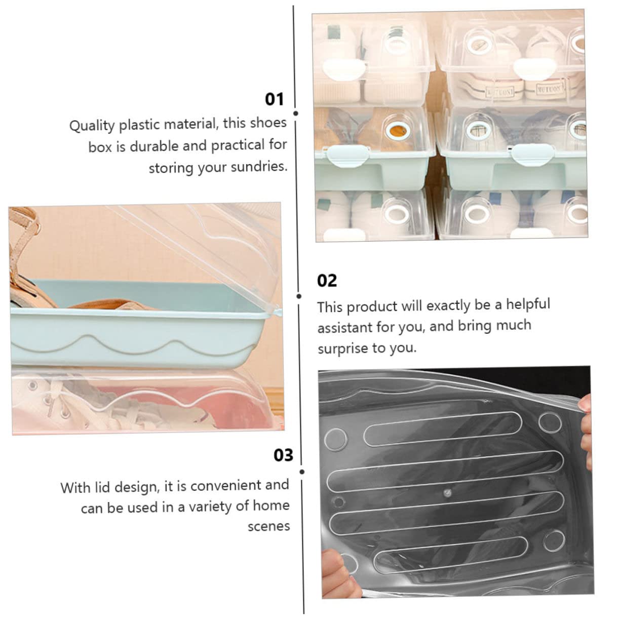 NOLITOY Thickened Plastic Shoe Box Organizer Clear Storage Box for Shoes Socks Clothings