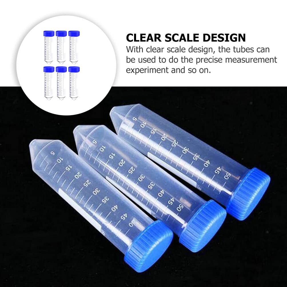 Provette vuote trasparenti con coperchio, 50 provette coniche for centrifuga da 50 ml con tappo a vite in plastica graduate e con segni di scrittura Contenitore for test di laboratorio