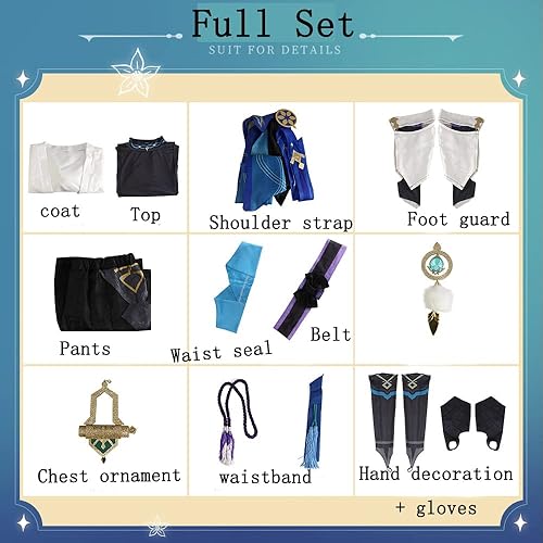 Miniatura 5 de AIUKAKP Scaramouche - Disfraz de Kunikuzushi Wanderer, traje kimono, uniforme azul para Halloween para hombre