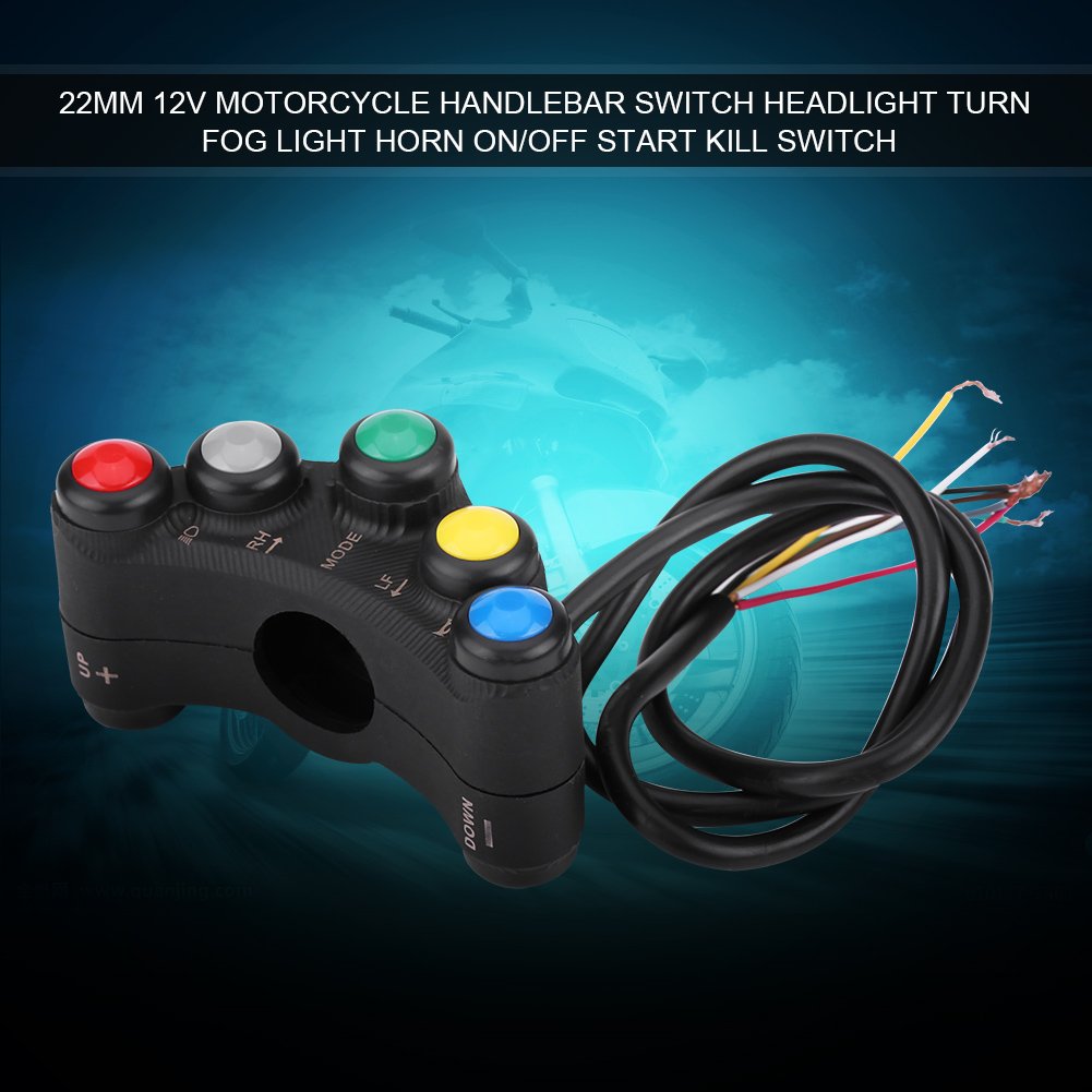 Pulsantiera Moto, 22mm Universale Interruttore Manubrio Impermeabile 12V Devioluci Multifunzionale Clacson, Fendinebbia, Fari Anteriori, Indicatori Direzione Interruttore Luce On Off
