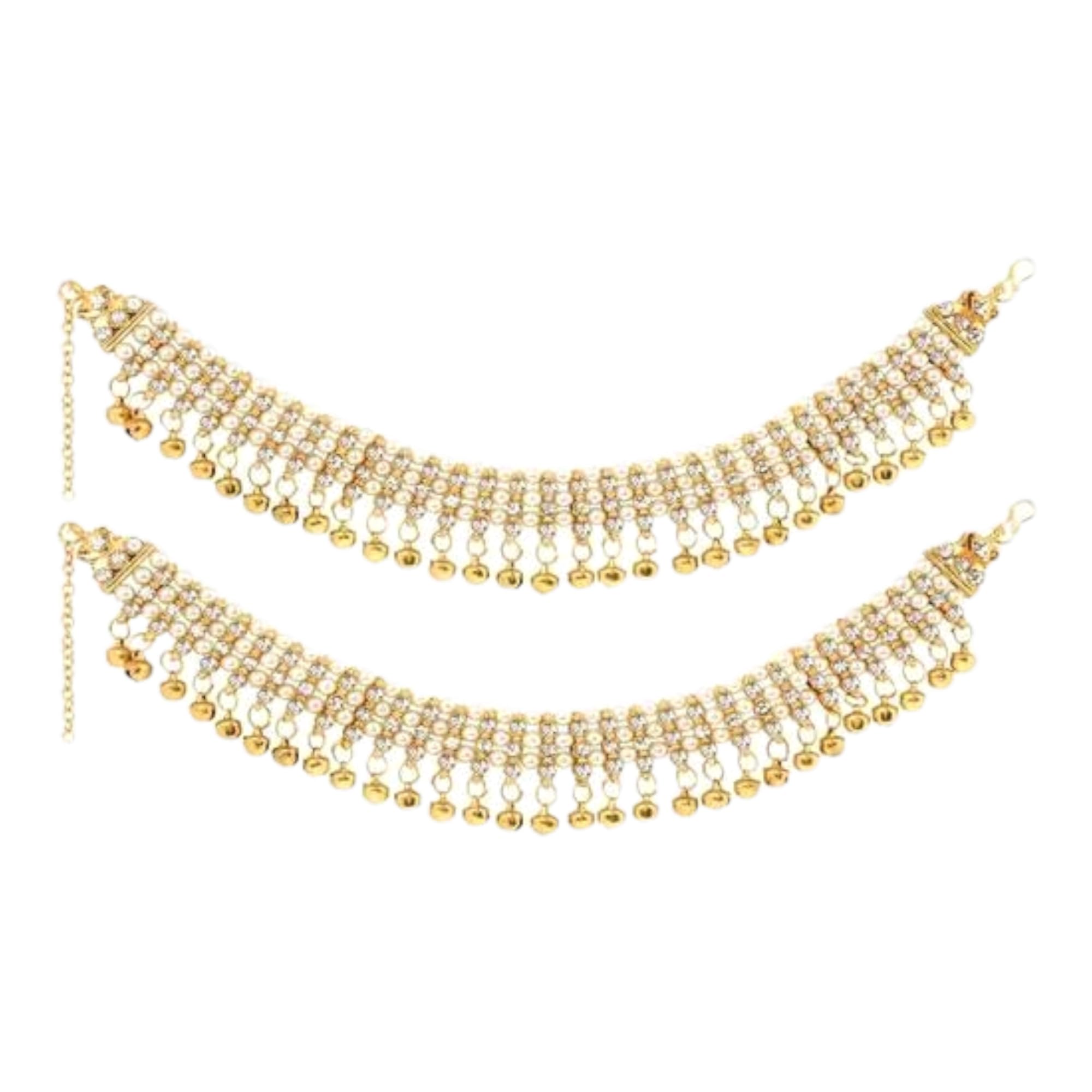 BR Ornaments South Traditional White Stone Studded Gold Plated Adjustable Anklet Payal For Women & Girls All Occasions Wearable (Pack of 2) (B0CG2H796M) Amazon Price History, Amazon Price Tracker