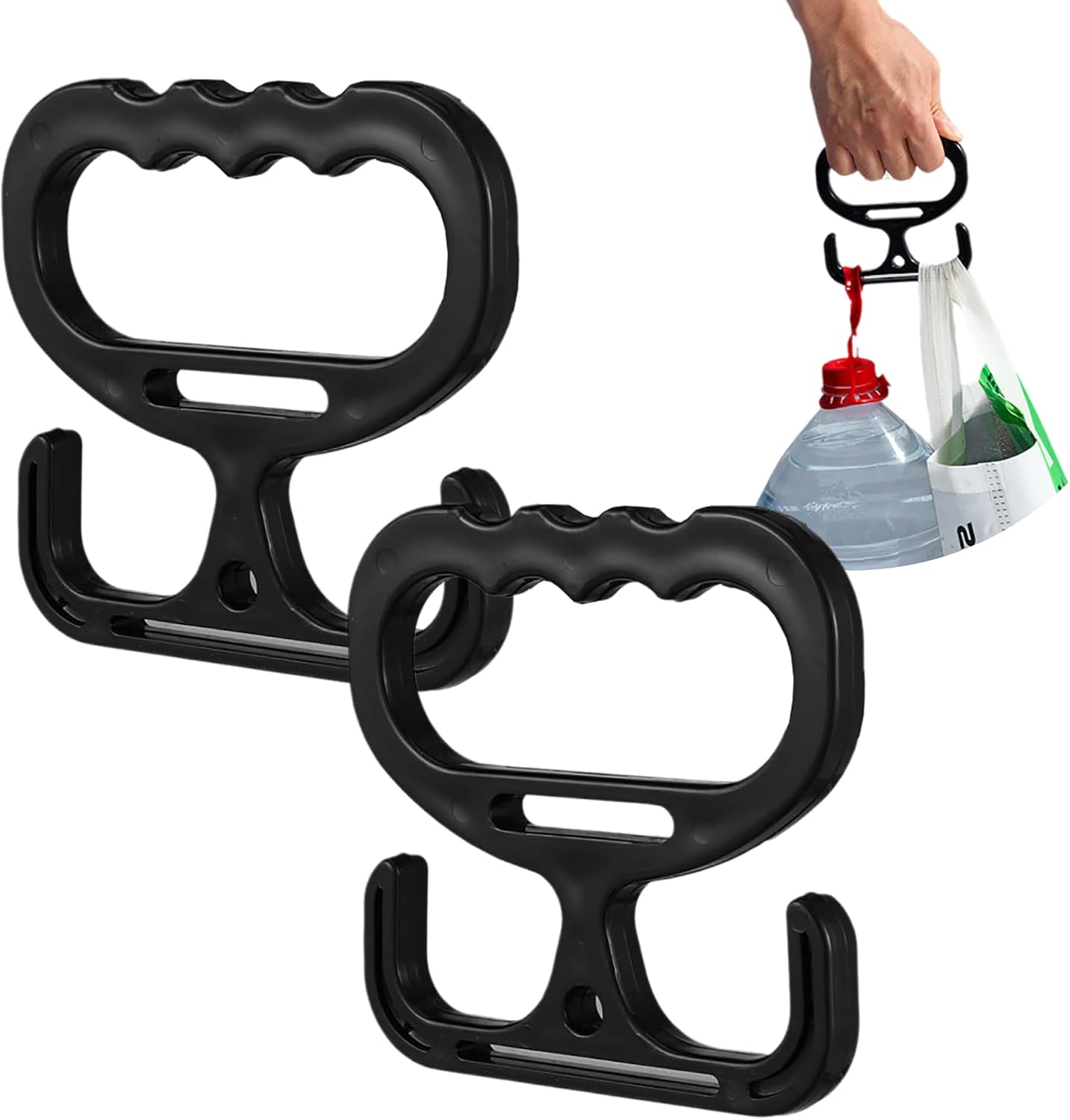 Grocery Bag Carrier Handle Heavy Duty Plastic Bag Holder, Comfortable Grip for Carrying Shopping Bags, Buckets & More Black