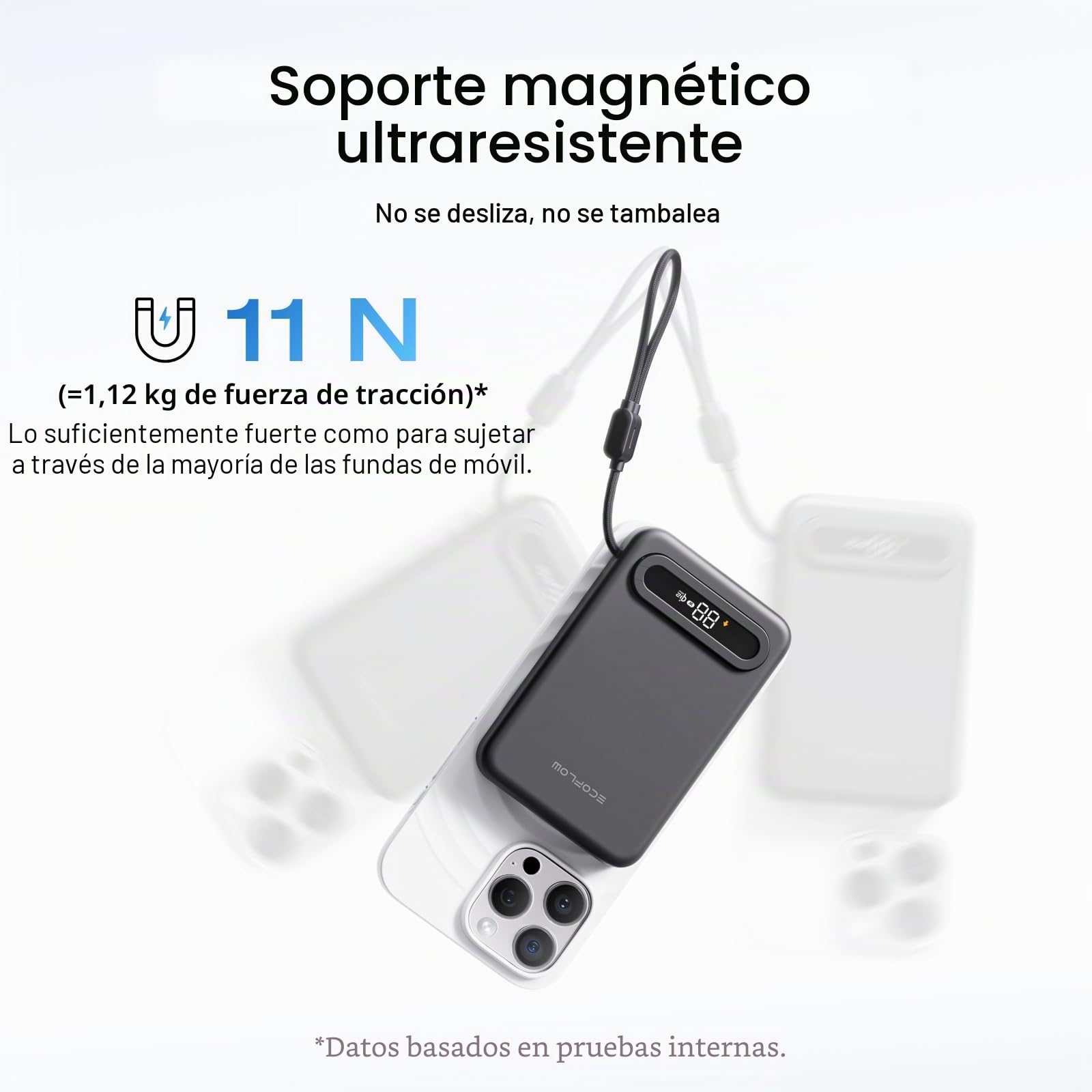EcoFlow Qi2.2 Magnético Powerbank 10.000 mAh 25 W con Cable USB C 36 W, Certificado Qi2.2, batería Externa magnética inalámbrica inalámbrica portátil para iPhone 17/16/15 Pro MAX, Negro