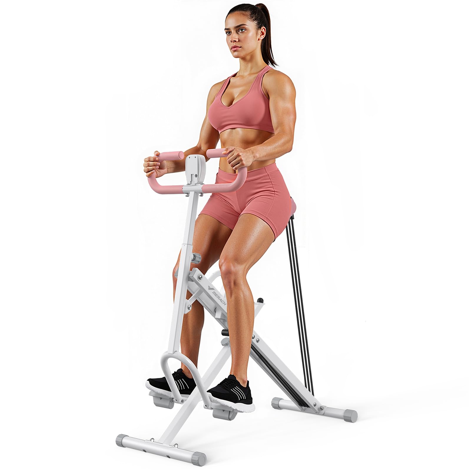 MERACH 2-in-1 Macchina per Squat e Vogatore, Pieghevole, Attrezzo per Glutei, Gambe e Core, Montaggio in 10 Minuti per Casa e Palestra, Carico Massimo 160 KG – R07 Bianco