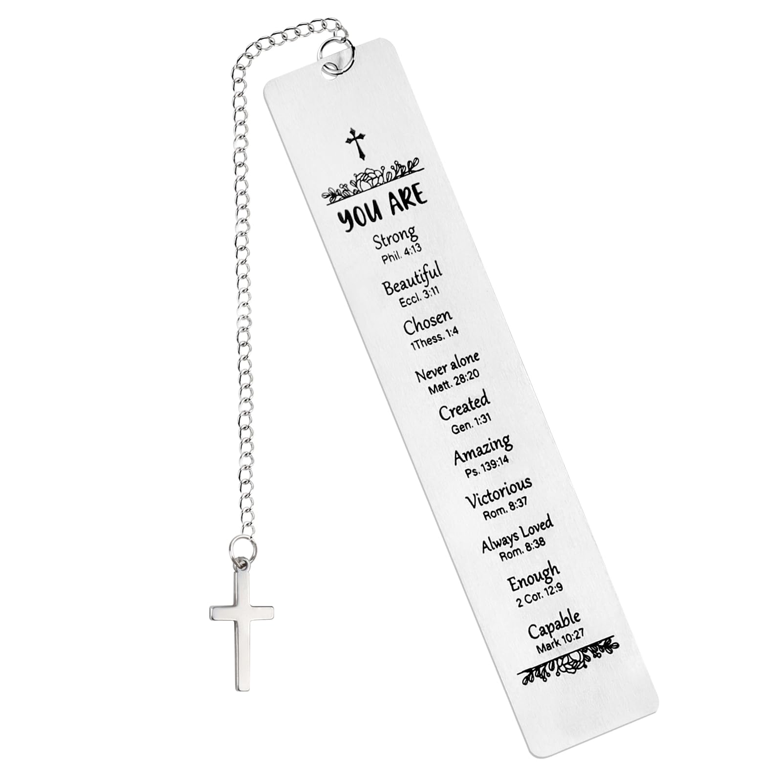 Bible Bookmark Christian Bookmarks Christian Gifts for Women Metal Bookmark Religious Bible Verse Bookmarks for Women First Communion Gifts for Teens with Church Cross Chain Scripture