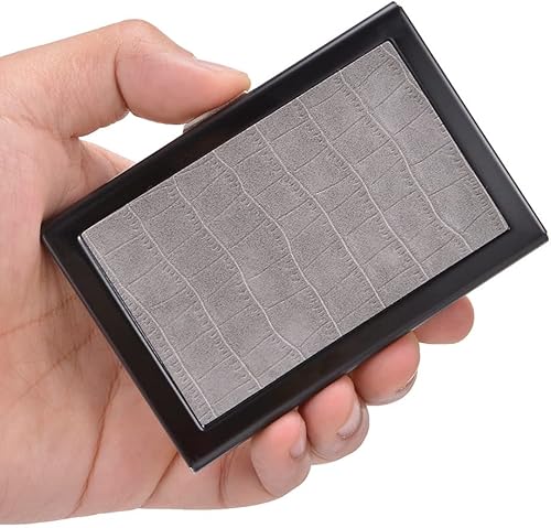 Miniatura 3 de Tarjetero de metal RFID para tarjetas de crédito, cartera para tarjetas de visita para mujeres y hombres, Gris, Tarjetero delgado