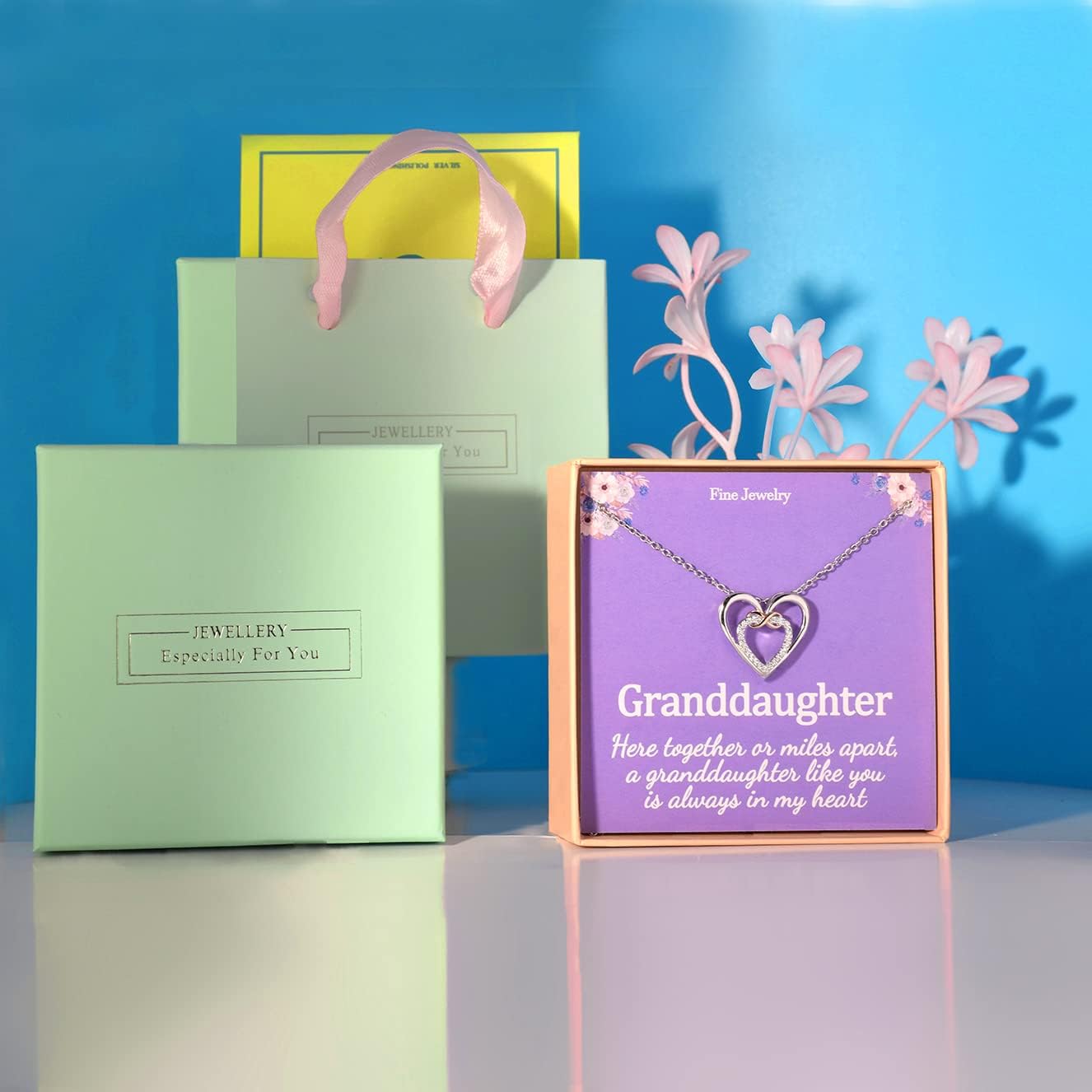 Granddaughter Gifts from Grandma, Both Pendant and Chain are 925 Sterling Silver Infinity Heart Golden Necklace, Birthday Jewelry Ideas to granddaughter - Image 6