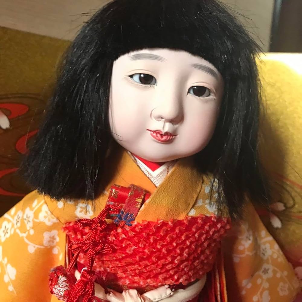 市松人形１０号正絹着物と兵児帯とリボン　アンティークドール　ビスクドール 市松人形10号正絹着物と兵児帯とリボン アンティークドール