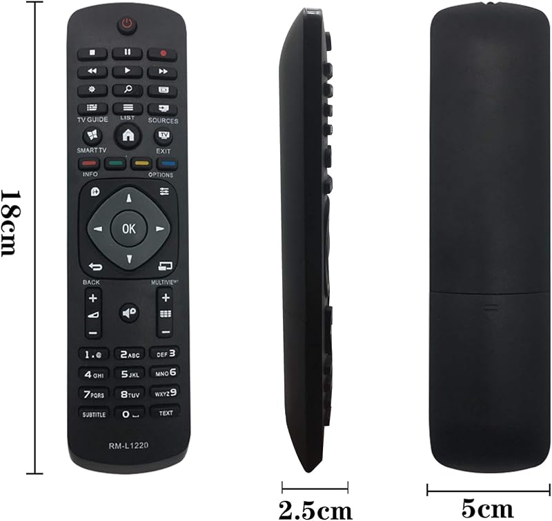FOXRMT Univerzális Távirányító Philips TV-hez - Kompatibilis Minden 4K, UHD, HDR, Smart TV Modellel - Egyszerű Használat 10m Hatótávval
