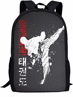 FUIBENG Cool Taekwondo Print Backpack for Elementary College Teenagers School Bag Travel Beach Daypack Boys Girls Shoulders School Backpack