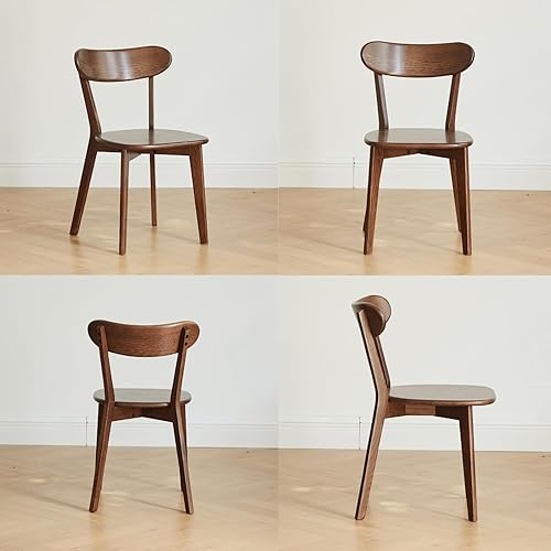 Miniatura 7 de Sillas de comedor 100% madera de roble macizo, prácticas sillas de cocina para comedor, cocina, sala de estar (2, nogal)