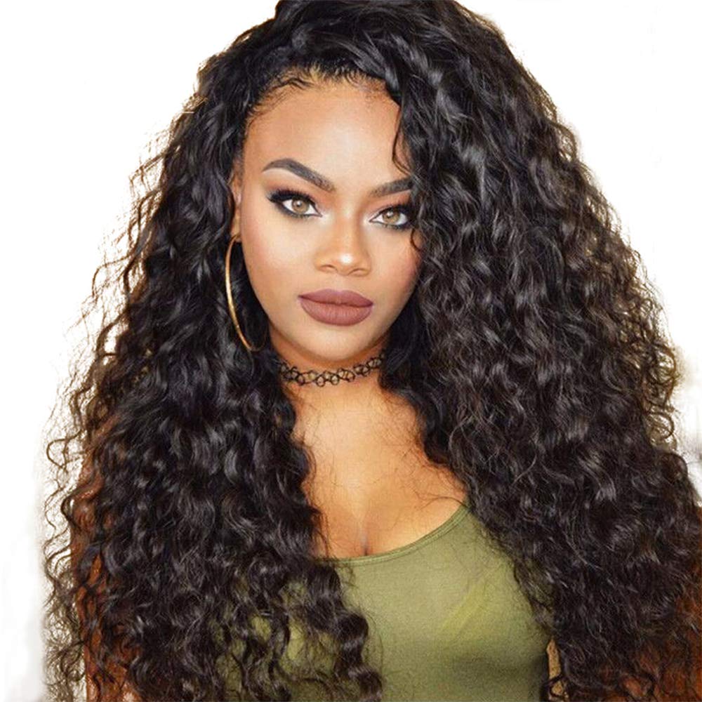 Queen Plus Hair 8a Water Wave Virgin Peruvian Lace Front Wigs 150 Density Curly