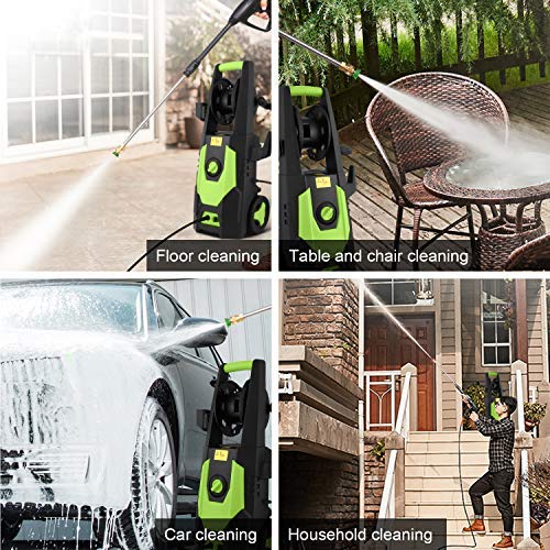 mrliance 3500PSI Electric Pressure Washer 2.0GPM Power Washer 1800W High Pressure Washer Cleaner Machine with Spray Gun, Hose Reel, Brush, and 4 Adjustable Nozzle (Green)