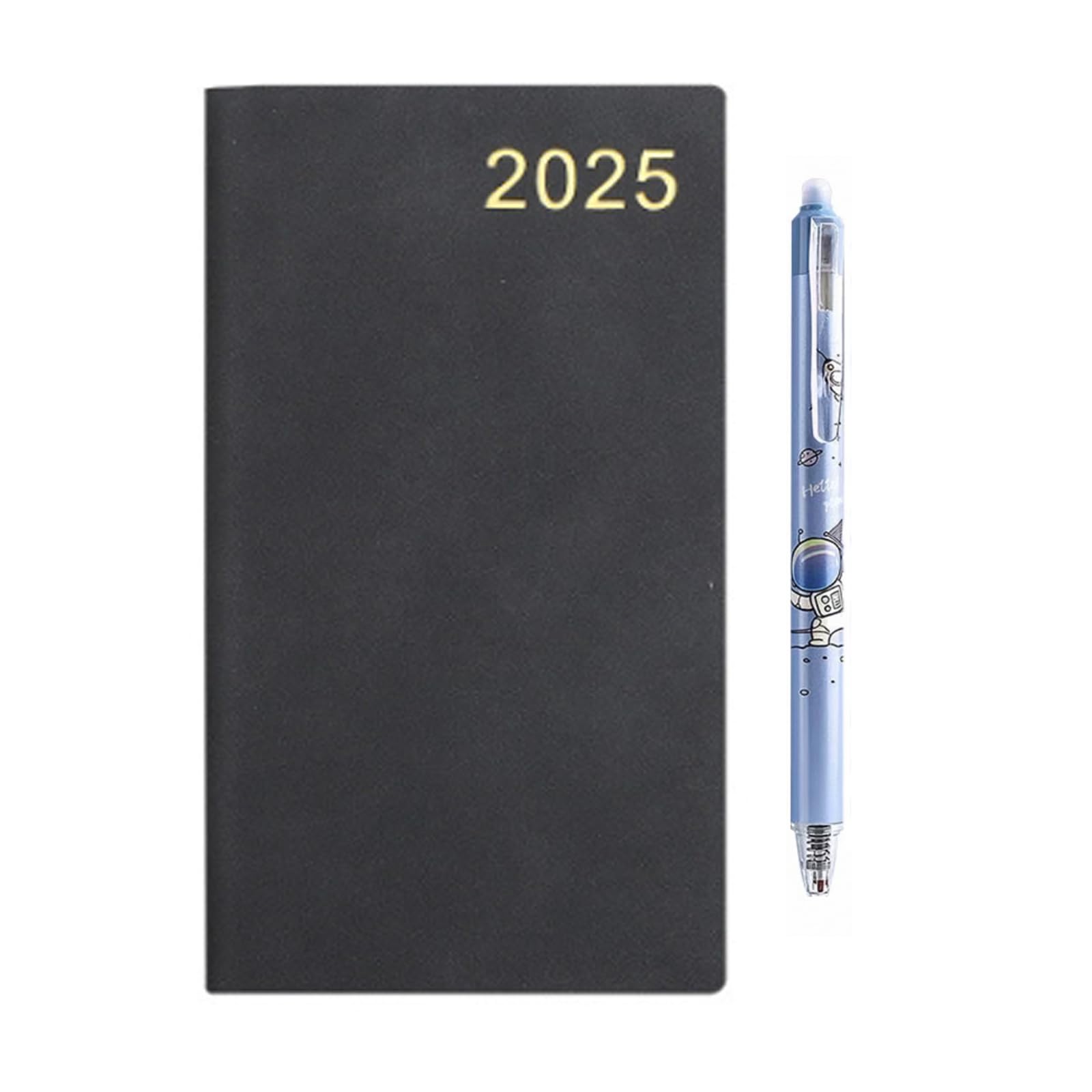 LIANRISES A6 Diary 2026 Week To View, Small Diary 2026 Pocket, Black Leather Cover, for School Home Office With Random Erasable Pen