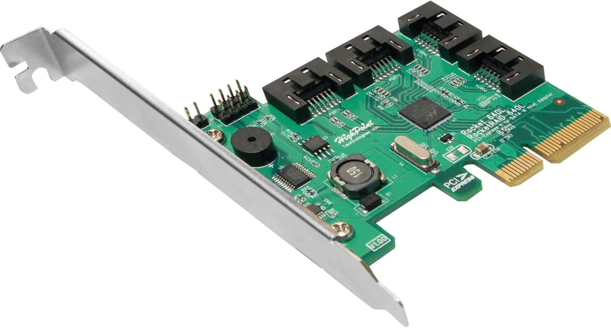 Highpoint RocketRAID 640L Internal 4 SATA Port PCI-Express 2.0 x4 SATA 6Gb/s RAID Controller -Lite Version