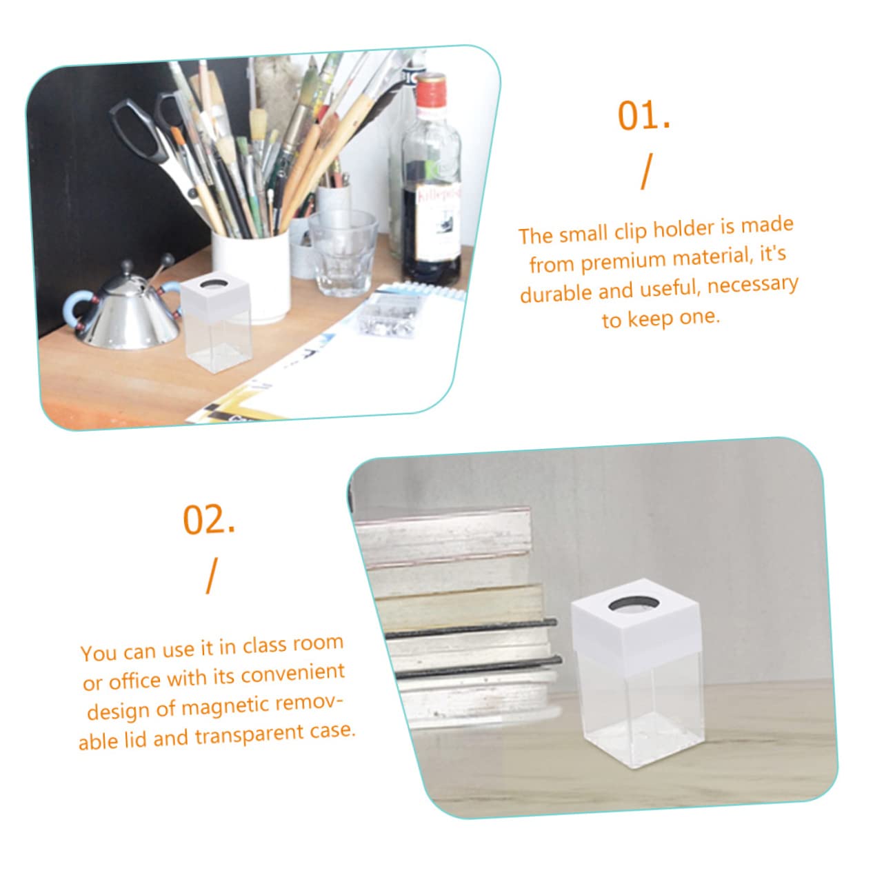 Lurrose 8pezzi Dispenser Per Graffette Clip Scrivania Colori Per Organizzazione e Scuola