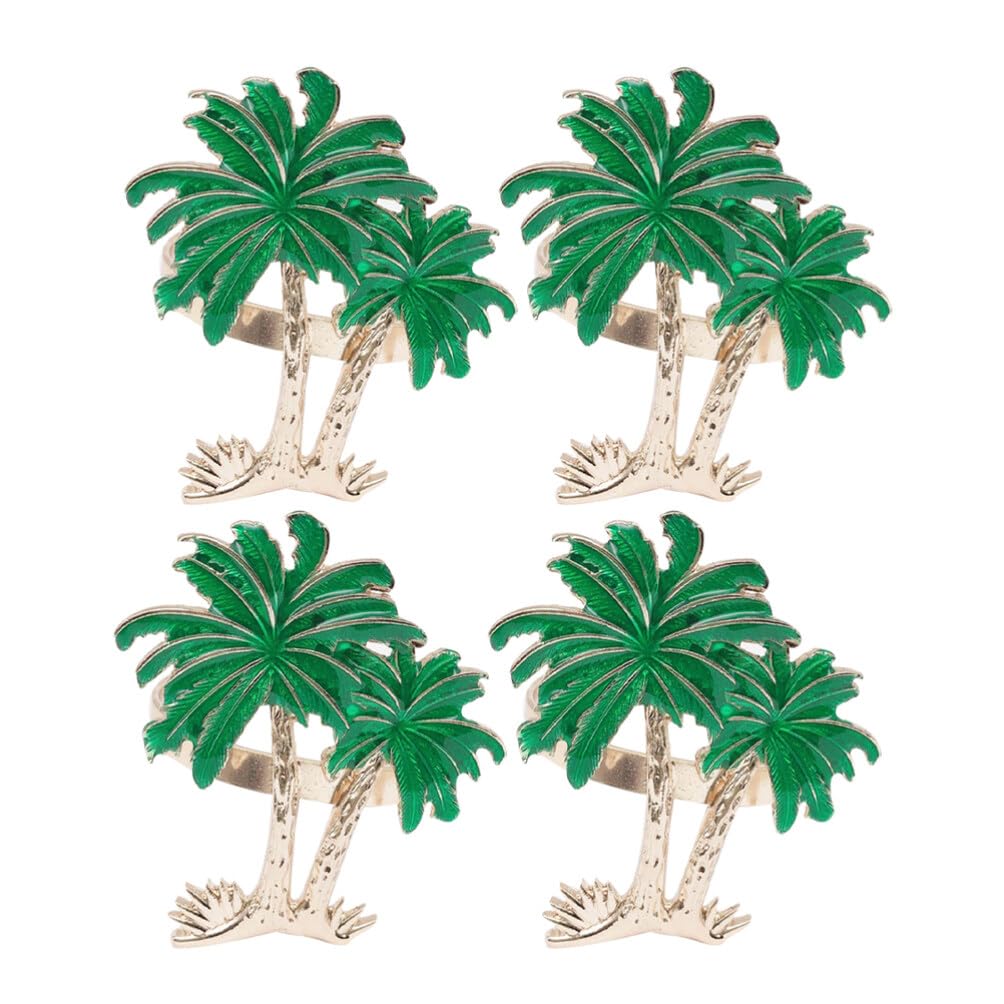 Cabilock 4er Set Serviettenringe Kokosnuss-Design - Hawaii Party Deko Für Tischdekoration