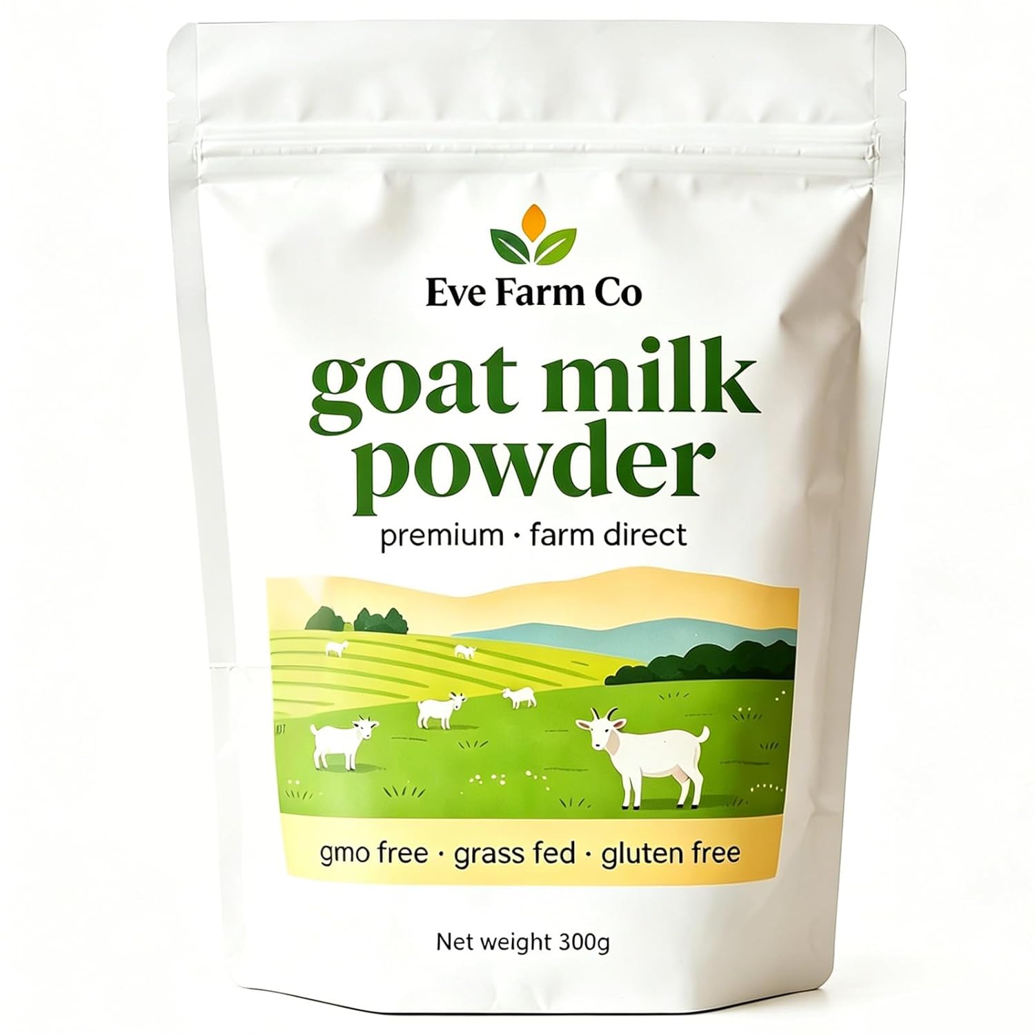 Eve Farm Co Goat Milk Powder - Premium Farm Source, Easy to Digest, Gluten Free, High in Protein, Calcium & Probiotics, Non-GMO, Gluten-Free