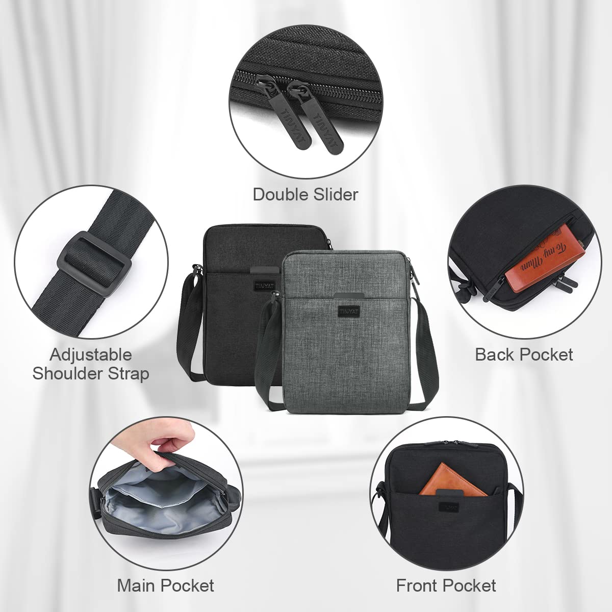 flintronic Męska torba na ramię, wodoodporna torba kurierska z regulowanym paskiem, lekka torba robocza z wieloma kieszeniami, torba crossbody, do pracy, na zakupy, do szkoły, podróży, codziennego