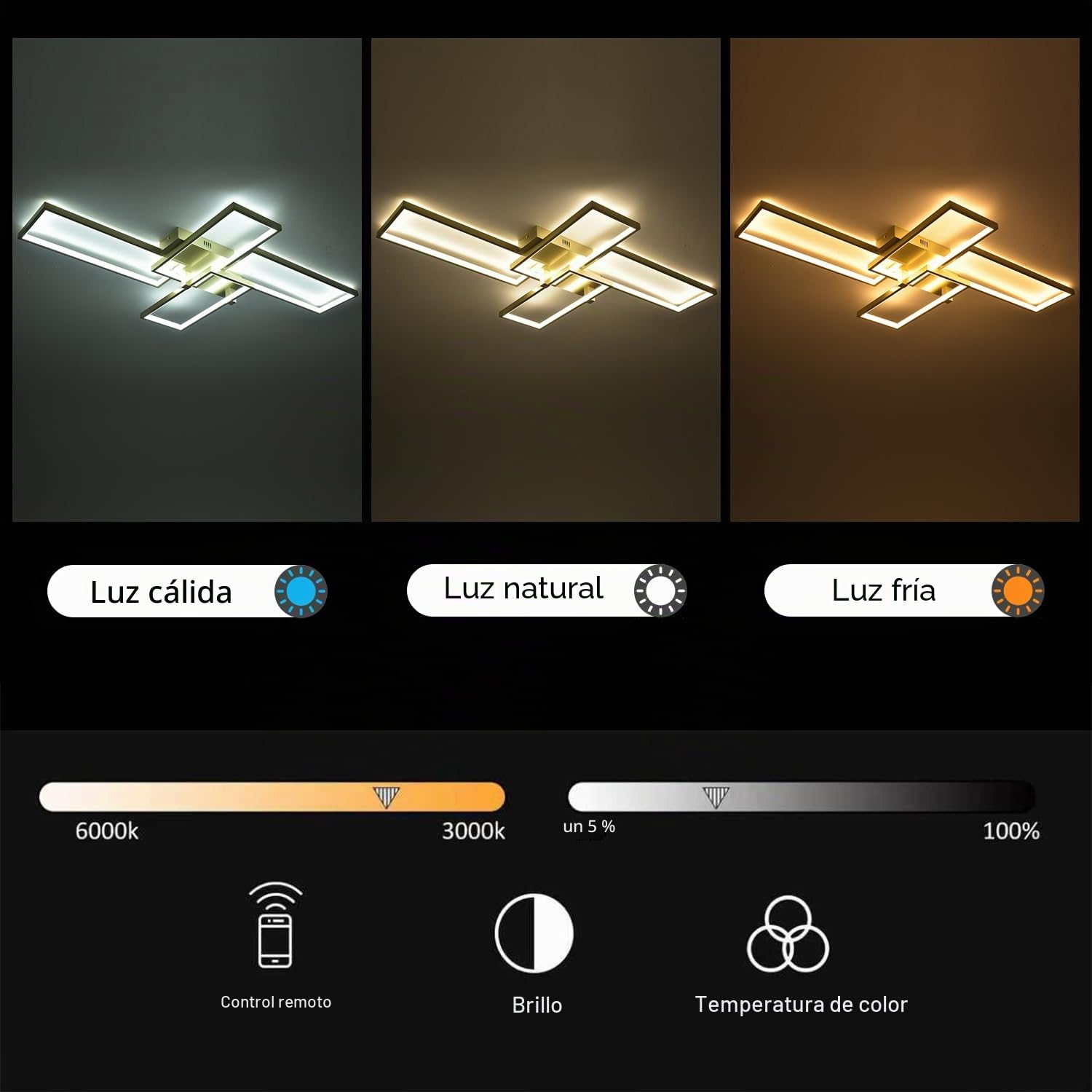 Lámpara de Techo Led Regulable, Lampara Techo Dormitorio Moderna Gold Plafón LED Techo de Acrílico para Sala de Estar Dormitorio Cocina, Diámetro 3000-6500K