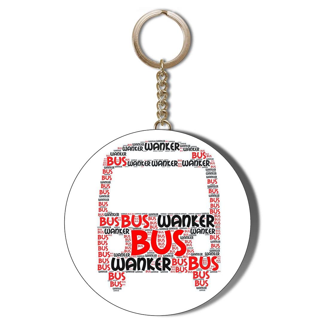 Gift Insanity White Bus Wanker Word Collage 55Mm Keyring Bottle Opener