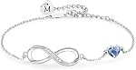 CDE Infinity Cœur Lettre initiale Femmes Bracelets Bijoux Cadeau pour Femmes ,Personnalisé Alphabet Lettre Charm Design,Eauproof,7"+2" Chaîne réglable convient à la plupart des poignets, Cadeaupour toutes les occasions spéciales
