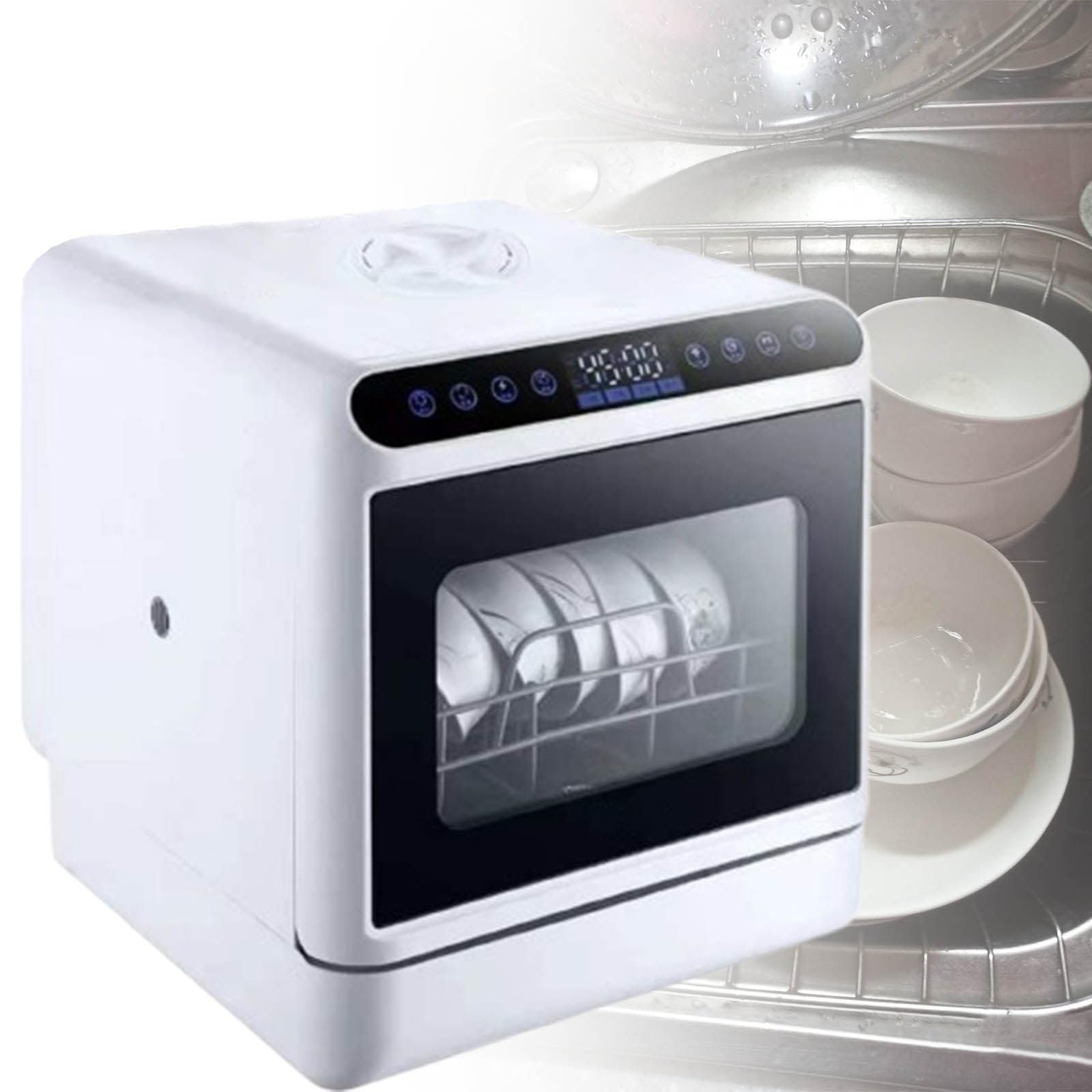 Lavastoviglie da banco, lavastoviglie, Display Digitale, 6 programmi, 2 metodi di Ingresso dell'Acqua, lavastoviglie Portatile per Case, Appartamenti, dormitori, Barche, Camper