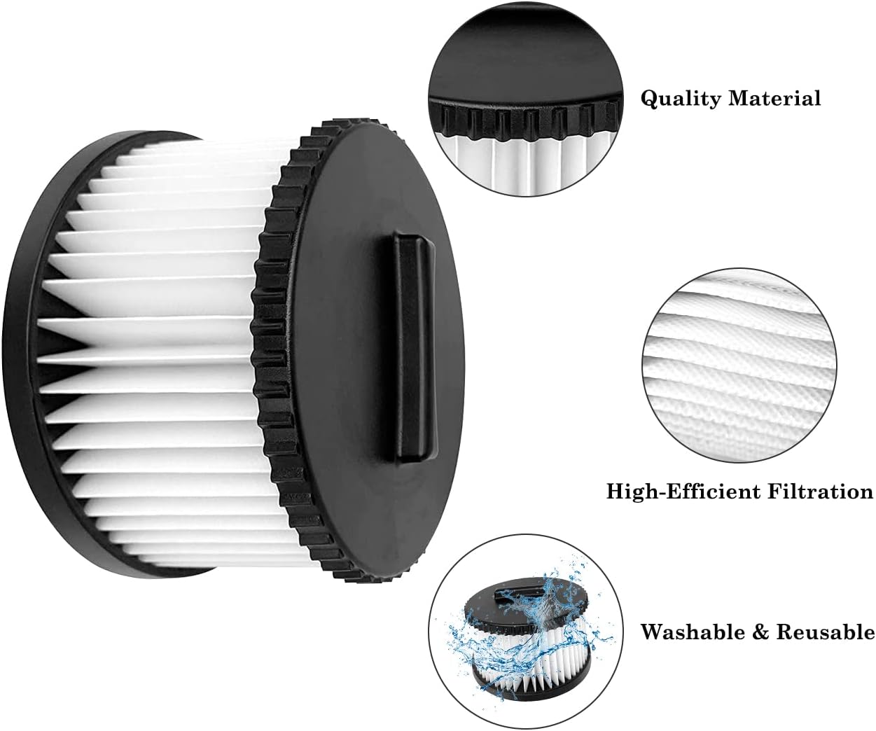 2 Pack DWV9330 Replacement HEPA Filter Compatible with DEWALT DWV010 (8 Gallon) & DWV012 (12 Gallon) Dust Extractor, Part # DWV9330