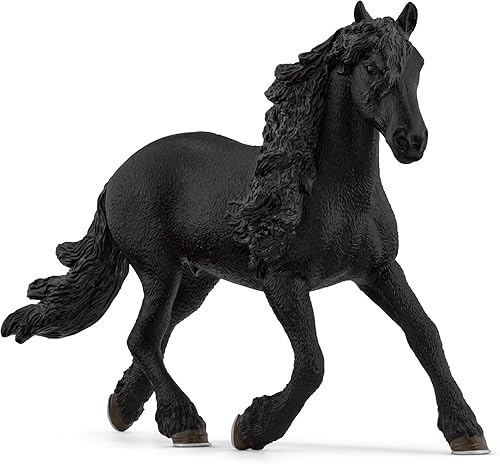 Schleich Horse Club - semental frisón de 15 cm - Figura de juguete de caballo coleccionable pintada a mano, realista para niñas y niños. Figura