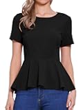 Elegant Peplum Tops for Women's St Patrick's Day Short Sleeve Round Neck Dressy Casual Blouse Shirt