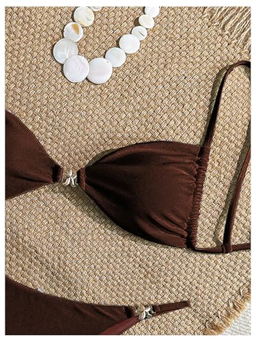Women's 2 Piece Swimsuit Starfish Decor Padded Boho Bathing Suit Spaghetti Strap Bikini Set3
