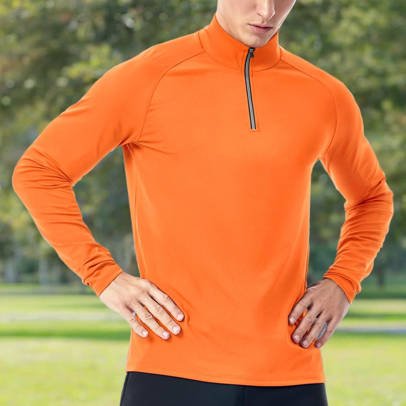 Zengjo 1/4 Zip Pullover Mens Running Shirt Long Sleeve - Image 5