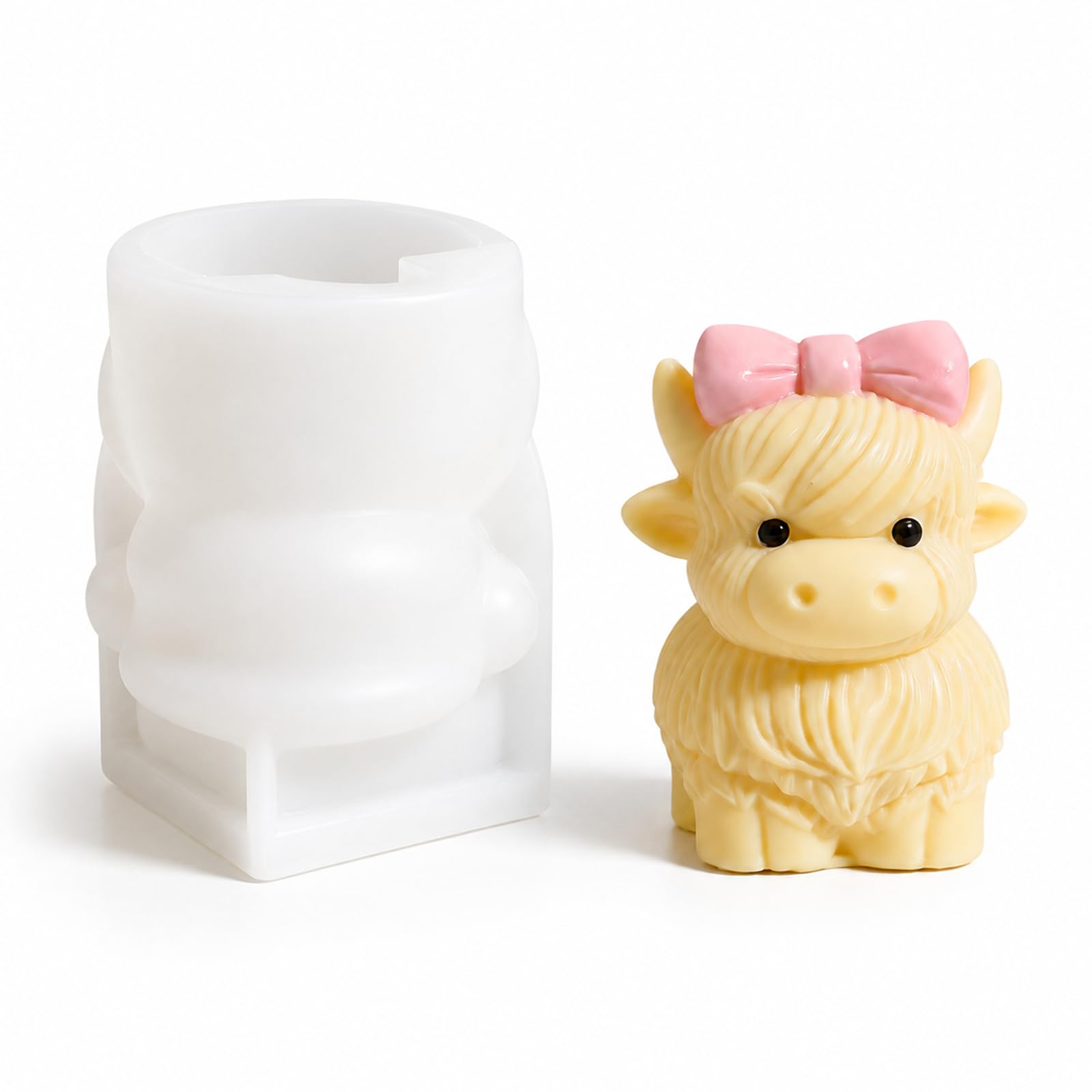 3D Bow Highland Cow Silicone Candle Mould, Easy Demoulding Resin Wax Melt Soap Mould, DIY Handmade Craft Mould for Home Decor Gift, Contains Only 1* Mold