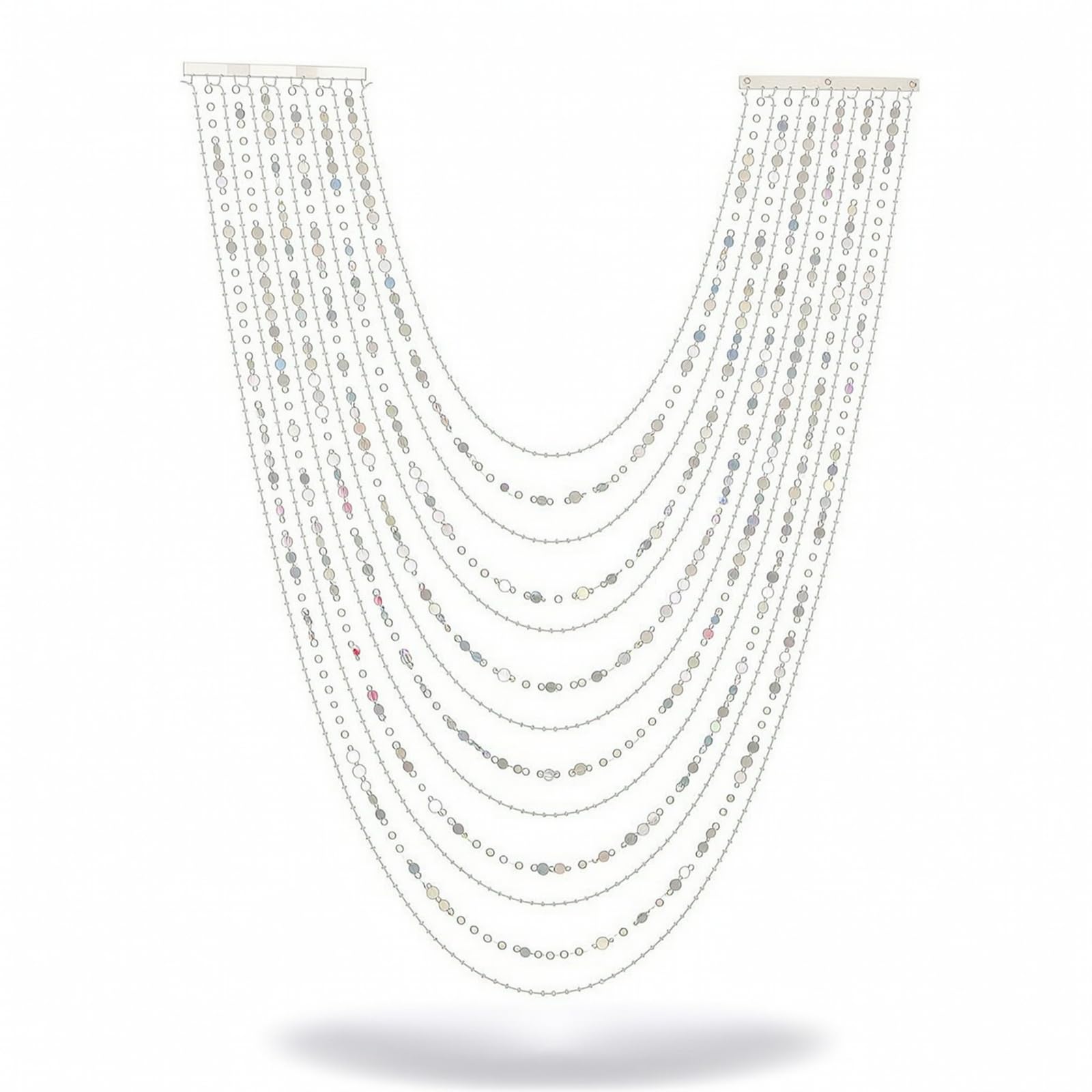 MagiDeal Rideau de Plafond Événement Tenture, Hauteur Maximale 1,5 Mètre, Largeur Réglable, Perles De Terre + Paillettes Argentées