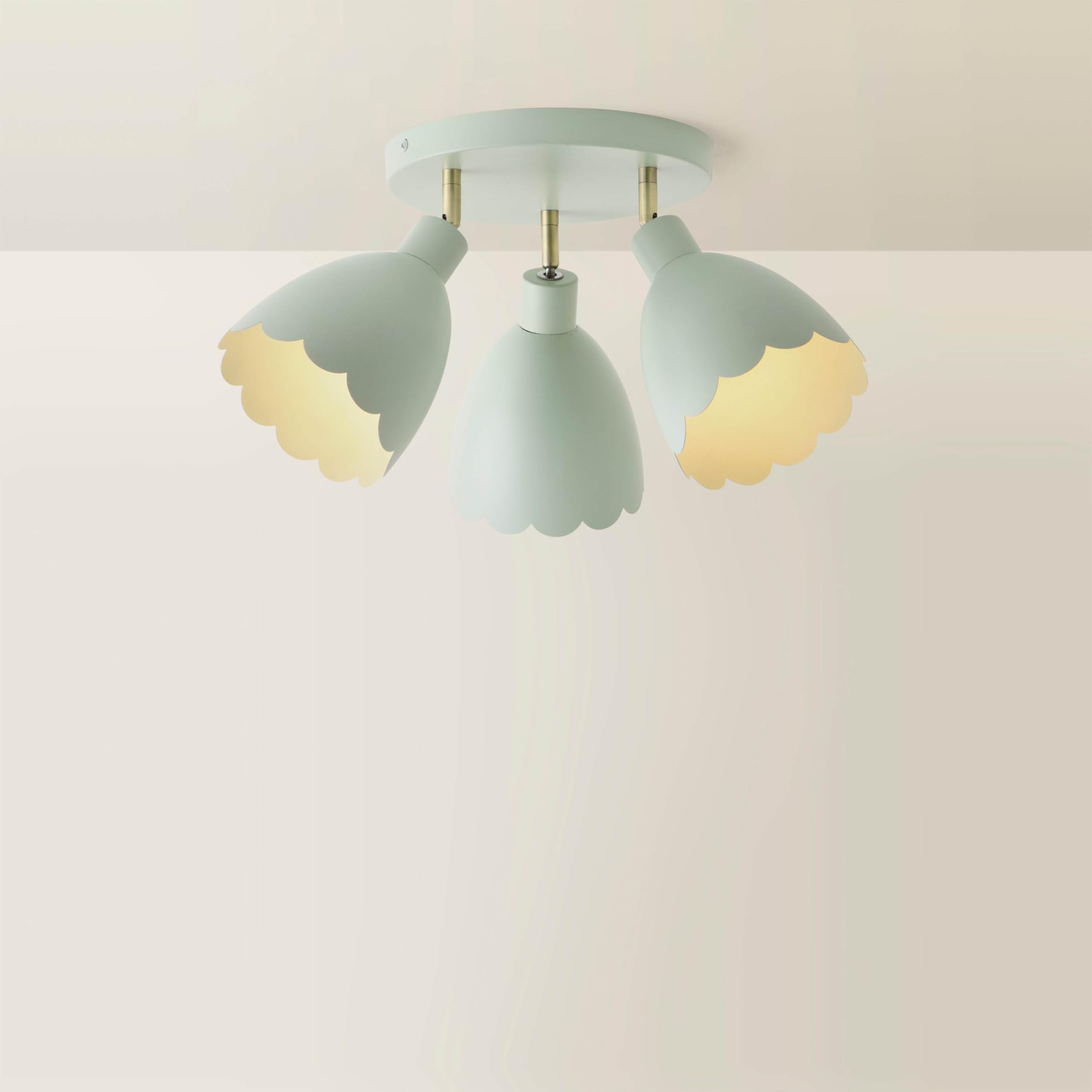 Valuelights Green - Sage Green | Millie Sage Green Scallop 3 Way Adjustable Round Spotlight And Bulbs | Ceiling Light, Home Décor & Improvement Essential | Bulb Included