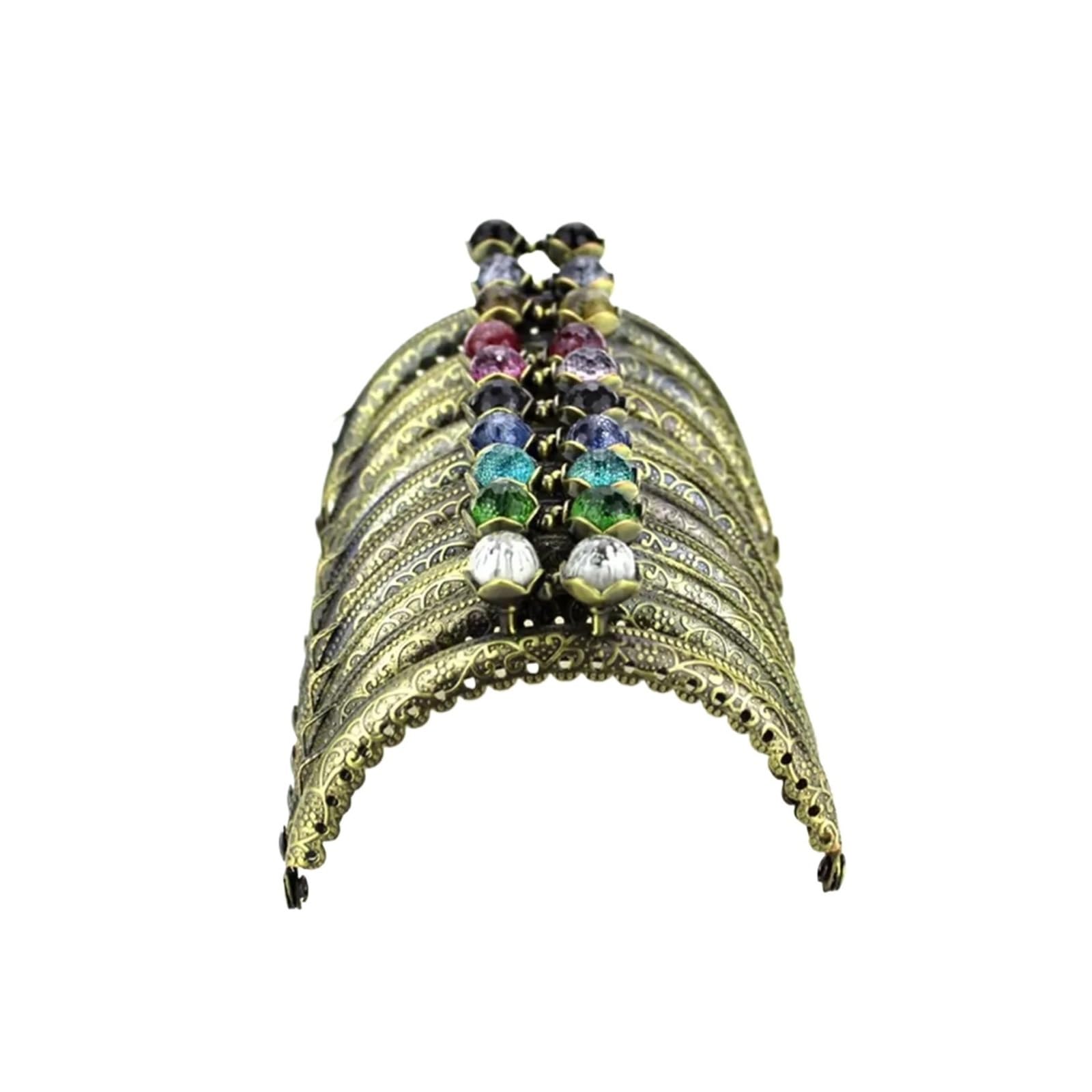 PVUVTNAHW 10Pcs 8.5CM Antique Bronze Metal Purse Frame Semicircle Lotus Head Coral Beads Kiss Clasp DIY Bag Accessories