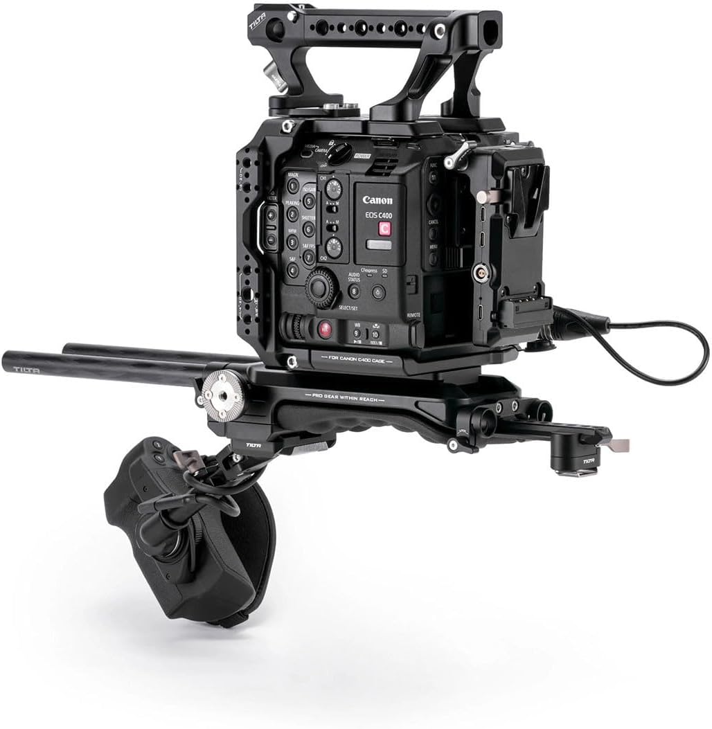 Tilta Camera Cage Pro Kit V-Mount for Canon C400 | Includes Cage, Battery Plate, Shoulder Baseplate, Right Side Arm & More | Arri Rosette, NATO Rail, 3/8"-16 & 1/4"-20