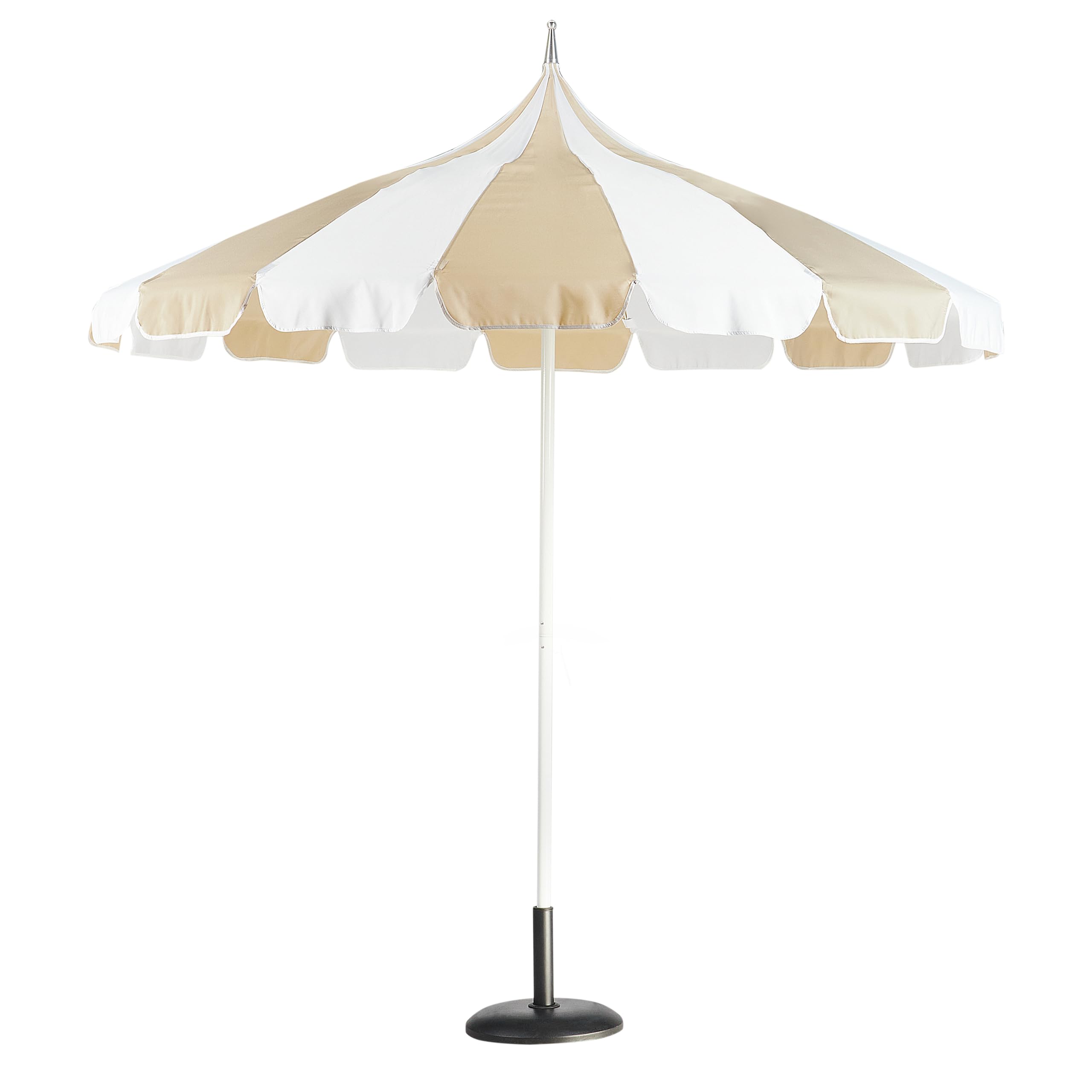 Beliani Elegante ombrellone da giardino ⌀ 245 cm palo in alluminio bianco tessuto poliestere beige e bianco