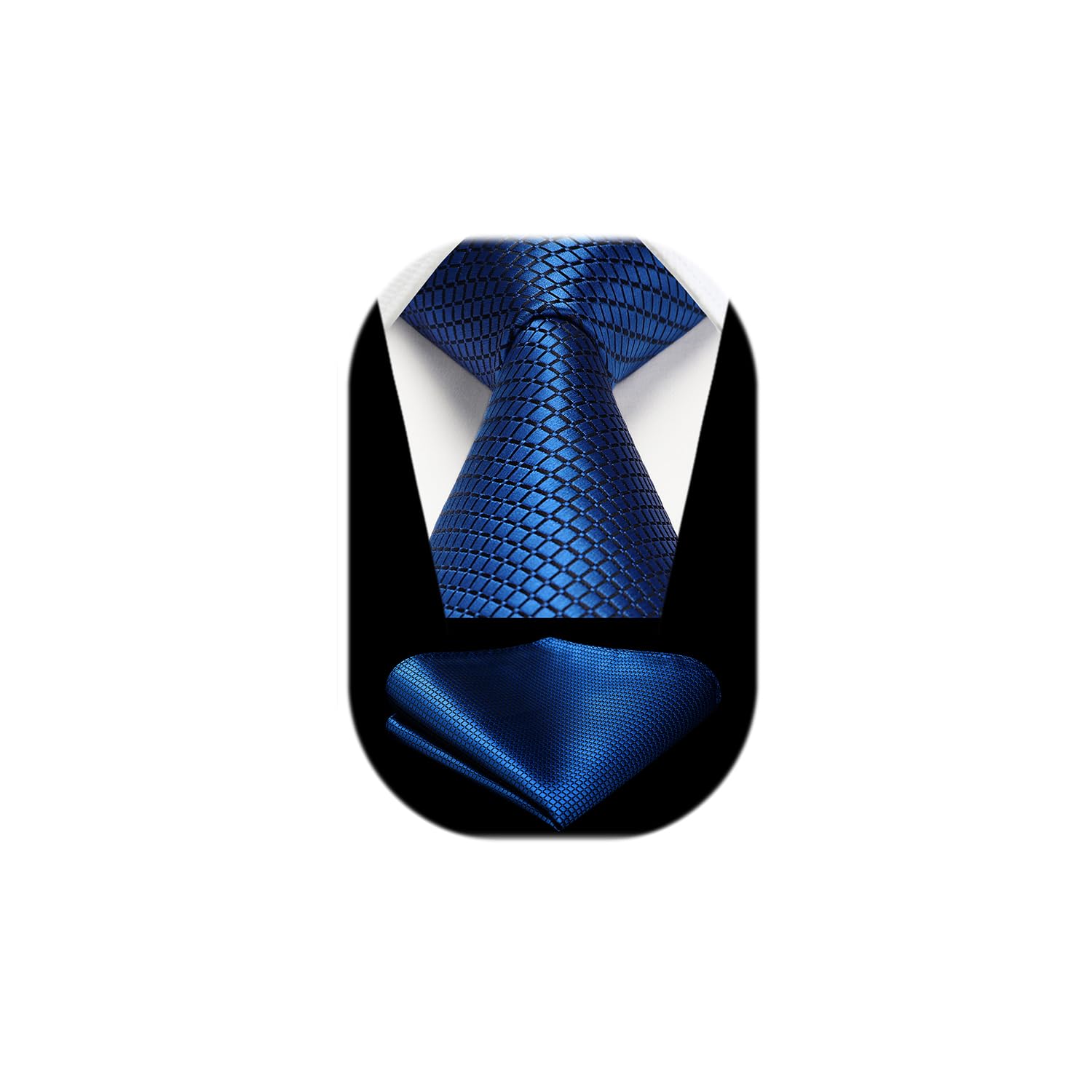 HISDERN Juego de pañuelo y corbata a cuadros para hombre para boda fiesta corbata y bolsillo cuadrado