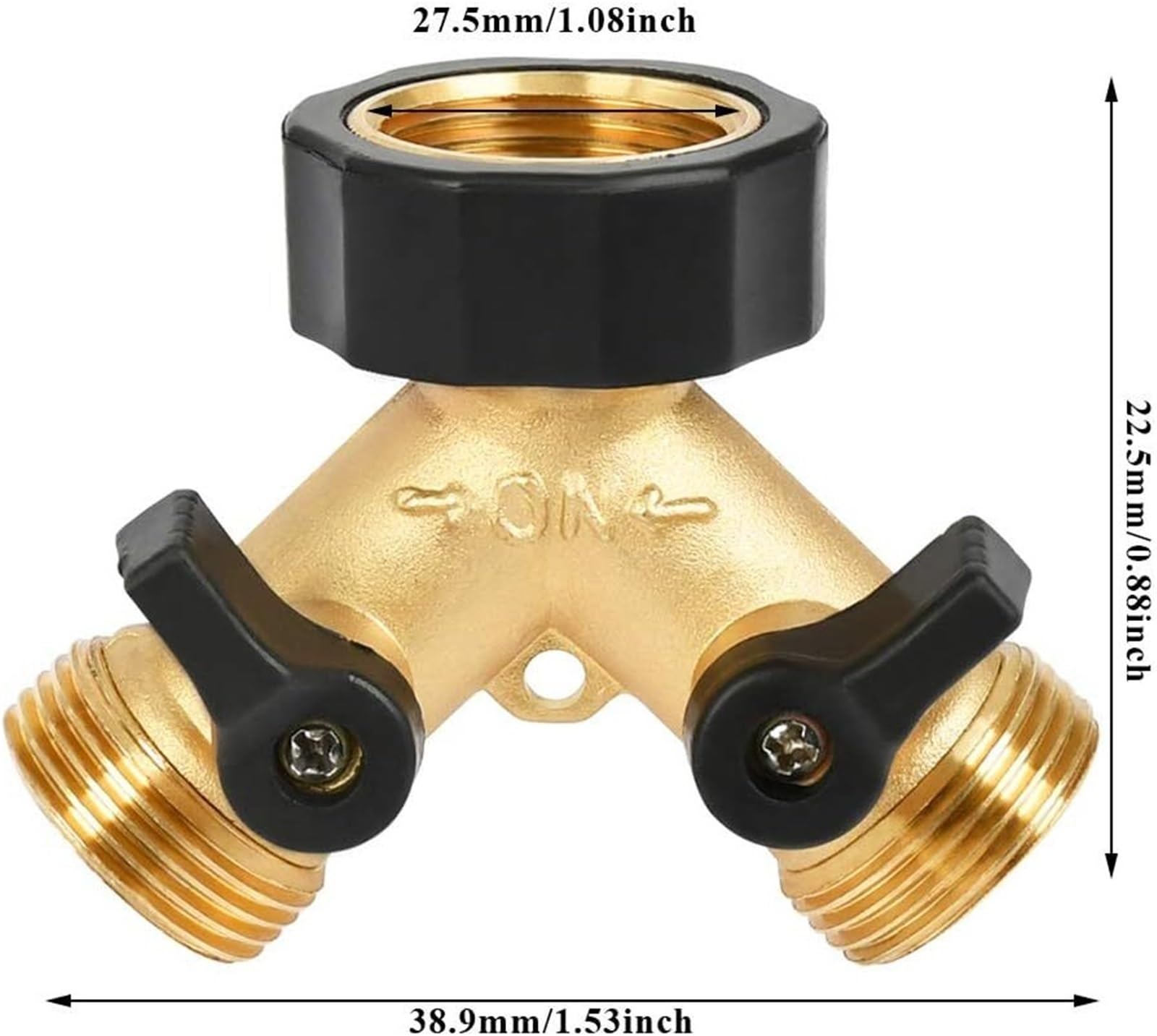 Connettore Multi-Rubinetto sdoppiatore for Tubo Adattatore for Acqua da Giardino a 2 Vie Rubinetto distributore a Y Valvola di Flusso Indipendente per Irrigazione Giardino(Gold-2pcs)