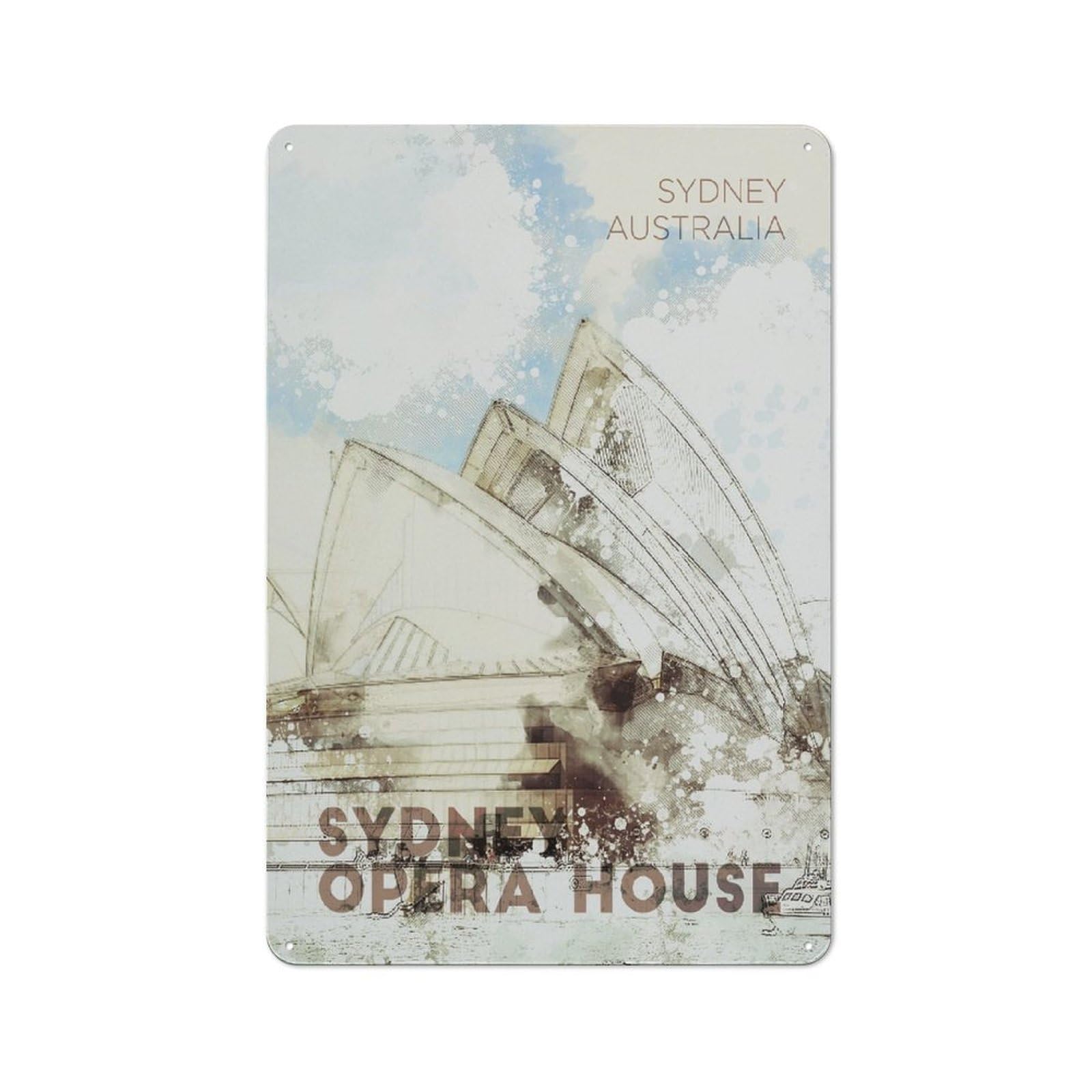 Junmoney Sydney Opera House Nostalgic Decorative Tin Sign 30X20cm Featuring Old Style Wall Plaque For Kitchen, Hallway, Bar Or Small Cafe