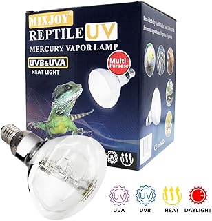 MIXJOY 125 Watt High Intensity Self-Ballasted UV/Heat Mercury Vapor Light Bulb, UVA UVB Full Spectrum Sun Light for Reptile and Amphibian Use