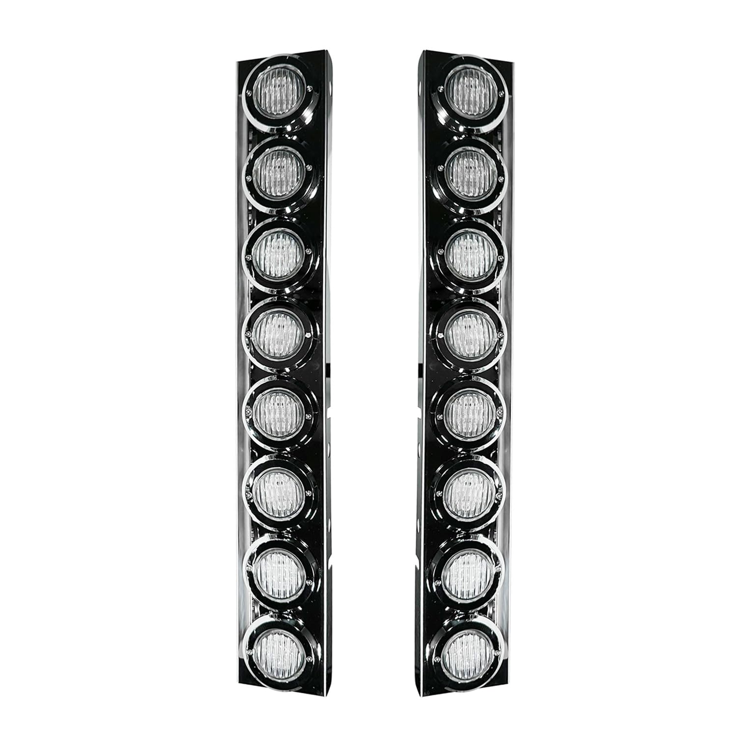 IBESTWOLF Stainless Steel Front Air Cleaner Light Bar with Bracket for Peterbilt Trucks, 16 Flat Amber LED with Clear Lens, Bezels without Visor,