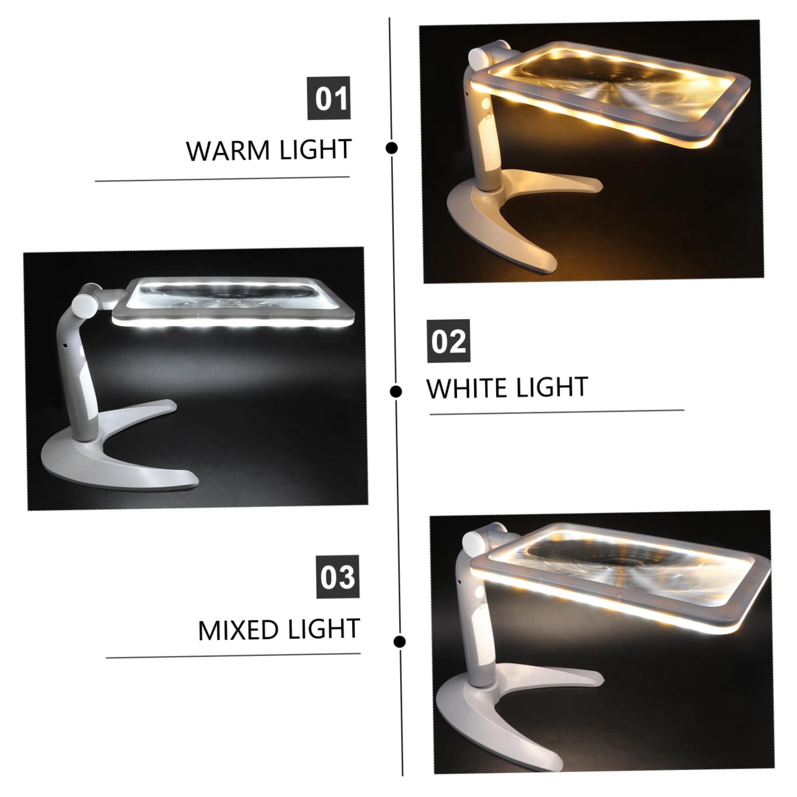 Beaupretty Lupa de Lectura de Sobremesa con 48 Luces Led, Aumento 2.5X, Ligera Soporte para Dibujo y Manualidades, Adecuado para Personas Mayores
