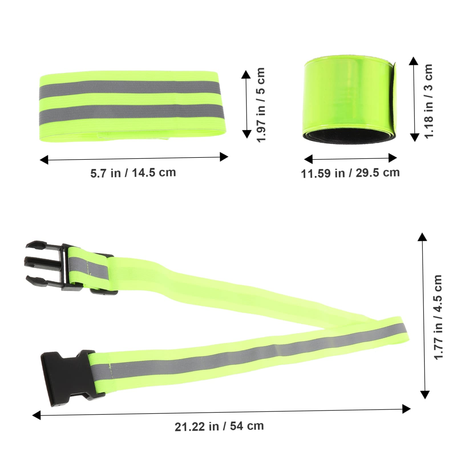Happyyami Set di Nastri Riflettenti Verdi Polsino Cintura da Corsa Allenamento Bicipiti Fasce da Braccio per Telefono per La Corsa Sbarra Pellicola Riflettente Ad Alta Luminosità Green