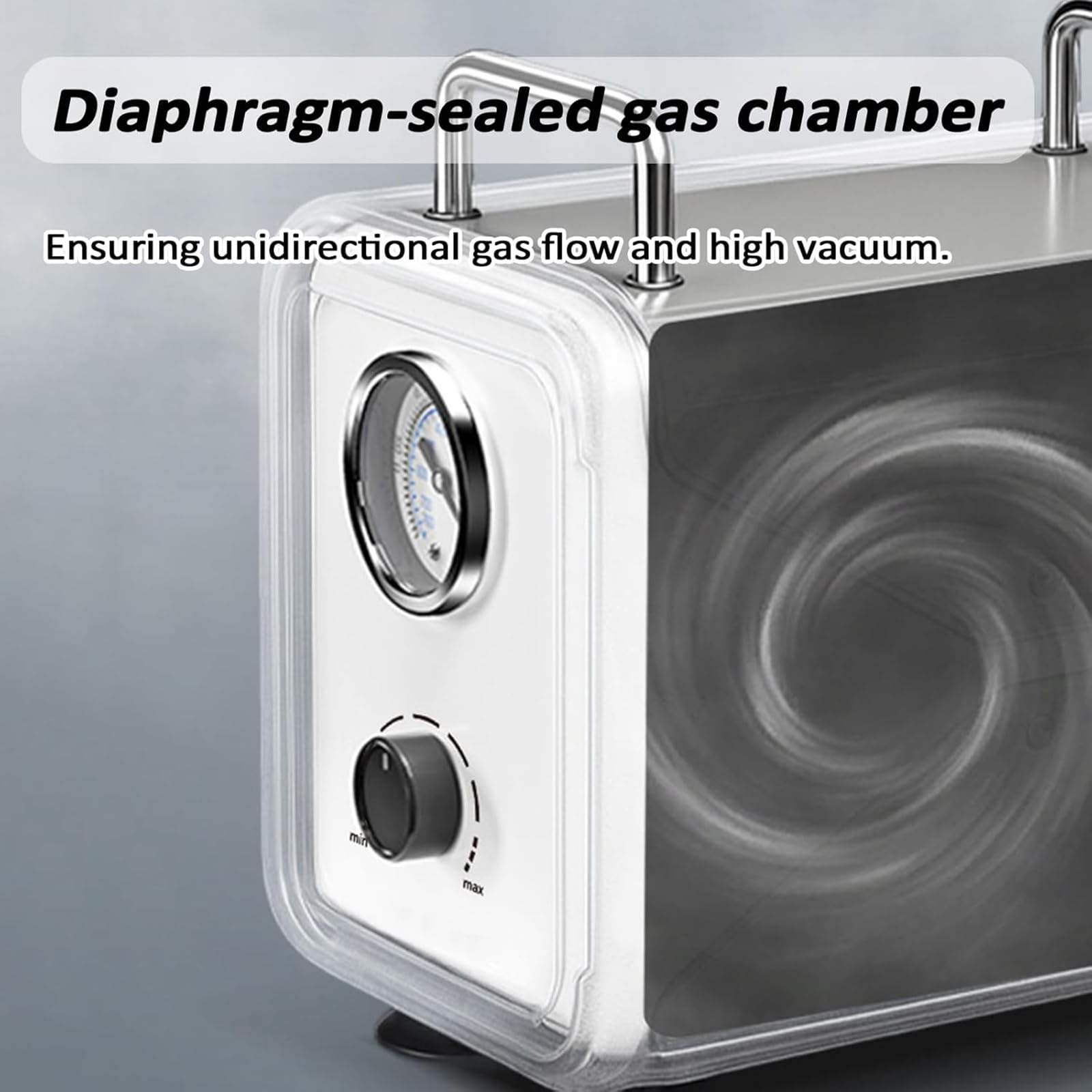 Labor-Vakuumpumpe, ölfreie Membranpumpe, mit einfachem Unterdruck, variabler Durchfluss, mit Manometer und Griff, für chemische Anwendungen, 15 l/min