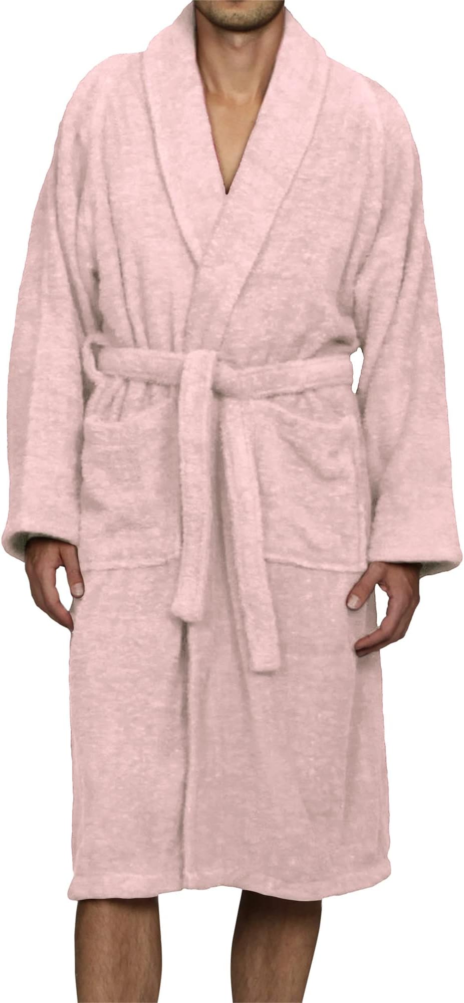 Superior Unisex Egyptian Terry Cotton Small Bath Robe, Pink, Long-Staple Combed